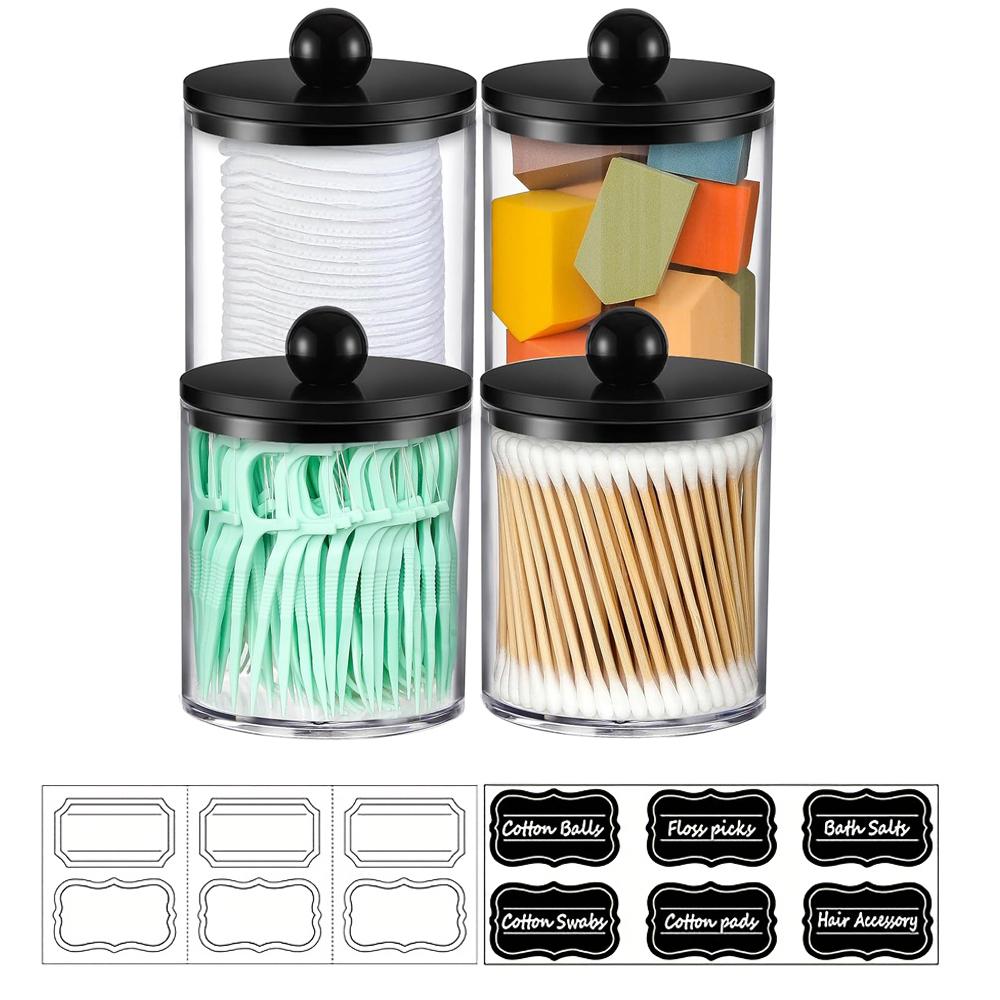 Acrylic Canister Apothecary Jar Set Qtip Holder Dispenser Bathroom Decor Vanity Makeup Storage Organizer for Cotton Swabs, Balls
Acrylic Canister Apothecary Jar Set Qtip Holder Dispenser Bathroom Decor Vanity Makeup Storage Organizer for Cotton Swabs, Balls
