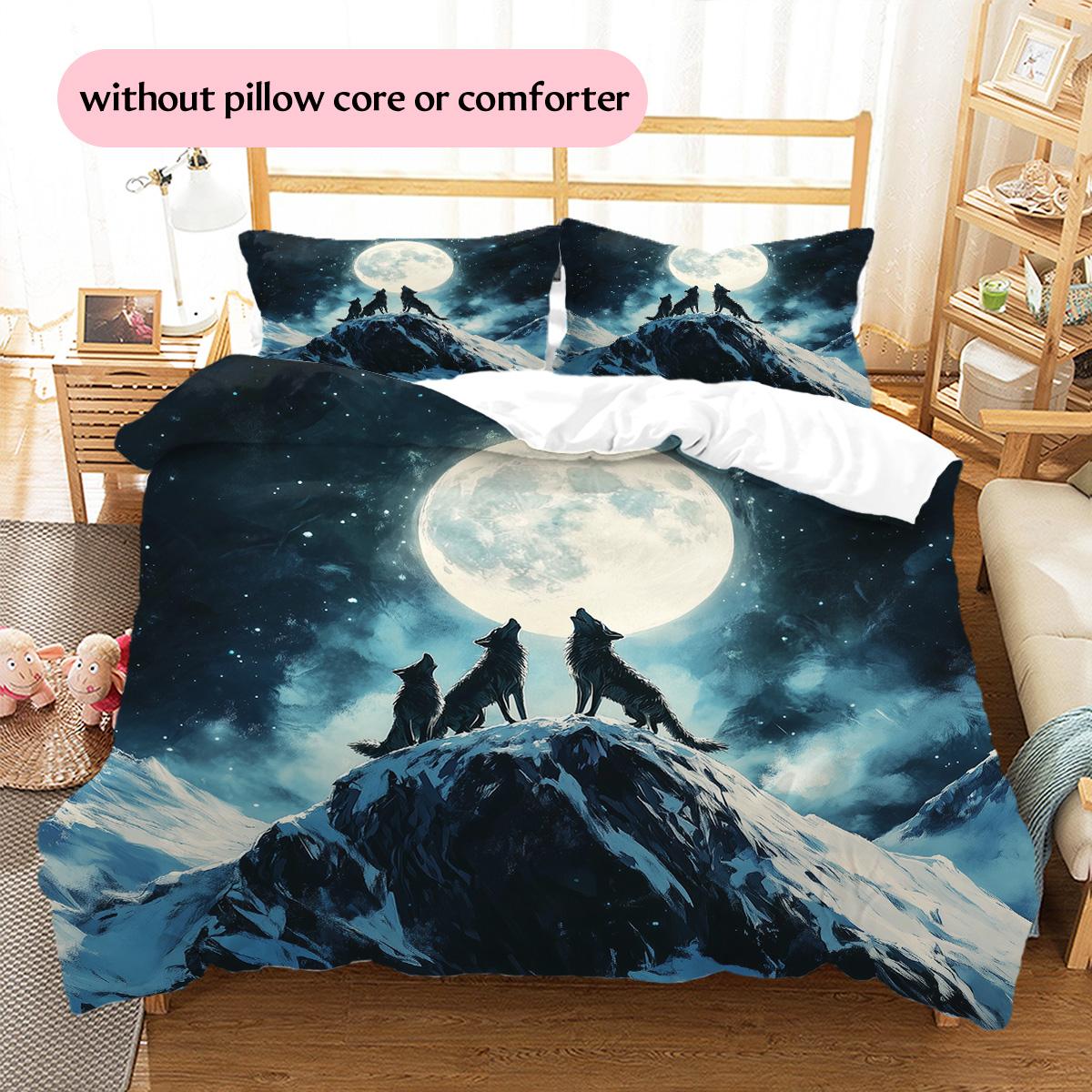Moon wolf Pattern Bedding Quilt Set Quilt Cover Pillowcase Home Decoration Gift (1 * duvet cover + 2 * pillowcase, without core) 135x200cm
Moon wolf Pattern Bedding Quilt Set Quilt Cover Pillowcase Home Decoration Gift (1 * duvet cover + 2 * pillowcase, without core) 135x200cm