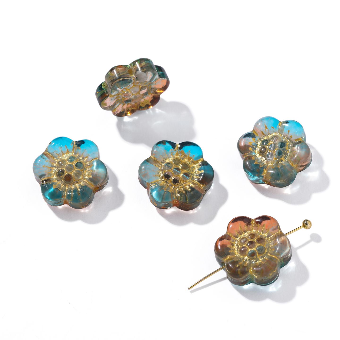 5pcs 13*14mm Glass Flower Shaped Beads With Golden Edge Colored Spacer Beads for DIY Necklace Bracelet Jewelry Making Supplies
5pcs 13*14mm Glass Flower Shaped Beads With Golden Edge Colored Spacer Beads for DIY Necklace Bracelet Jewelry Making Supplies