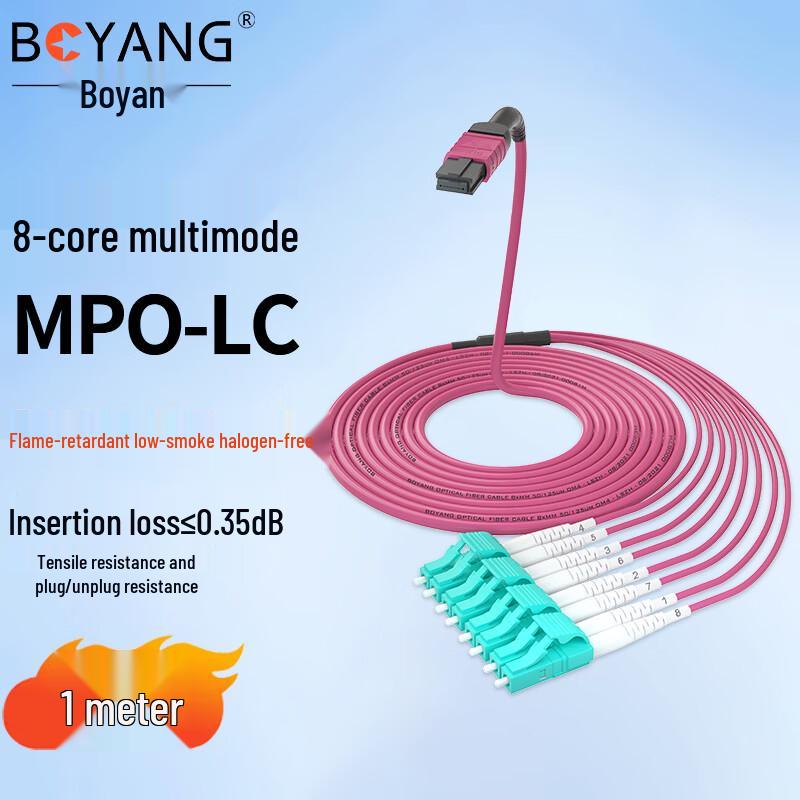 BOYANG MPO-LC OM4 Multimode Fiber Optic Patch Cord (MTP Compatible) 1m
BOYANG MPO-LC OM4 Multimode Fiber Optic Patch Cord (MTP Compatible) 1m