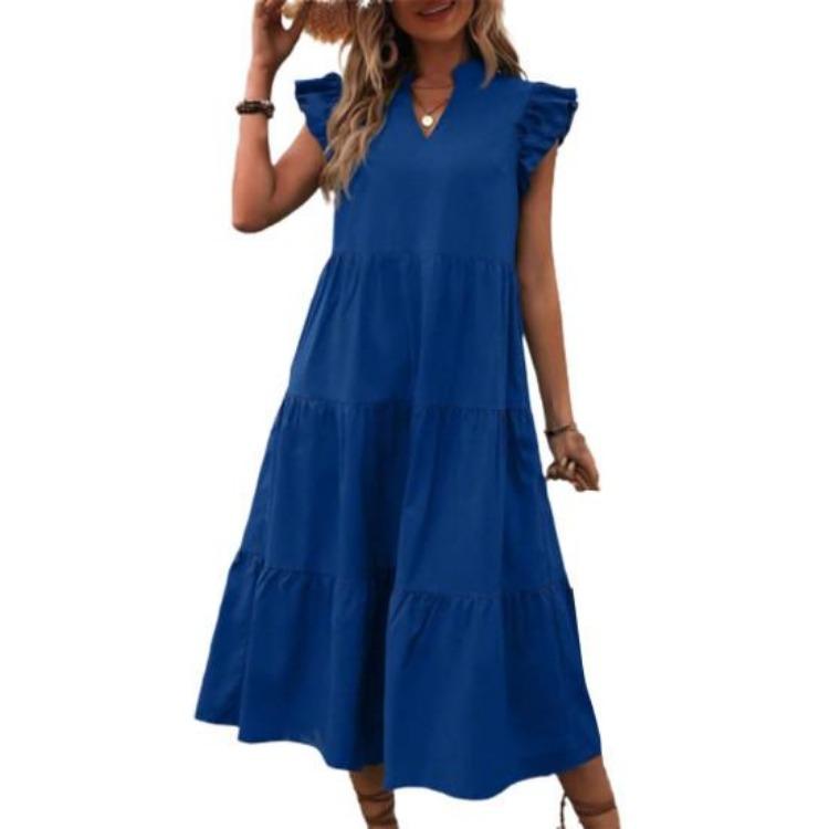 Summer Vacation Dress V Neck A-line Patchwork Midi Dress Pure Color Big Hem Flying Sleeves Ruffle Pleated Dating Party Beach Dress Women M синий
Summer Vacation Dress V Neck A-line Patchwork Midi Dress Pure Color Big Hem Flying Sleeves Ruffle Pleated Dating Party Beach Dress Women M синий