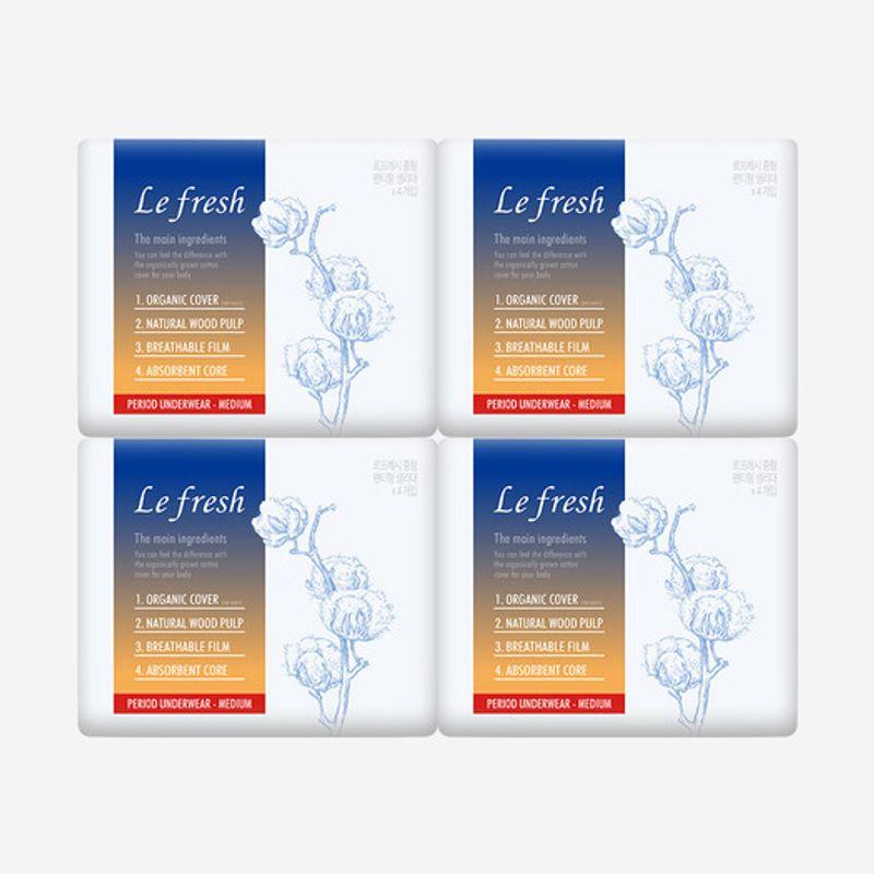 Lefresh Organic 100% Cotton Cover Wearable Overnight 4P x 4 Packs / Slim Fit Panty-Type Sanitary Pad Large 4 sheets X 4 packs
Lefresh Organic 100% Cotton Cover Wearable Overnight 4P x 4 Packs / Slim Fit Panty-Type Sanitary Pad Large 4 sheets X 4 packs