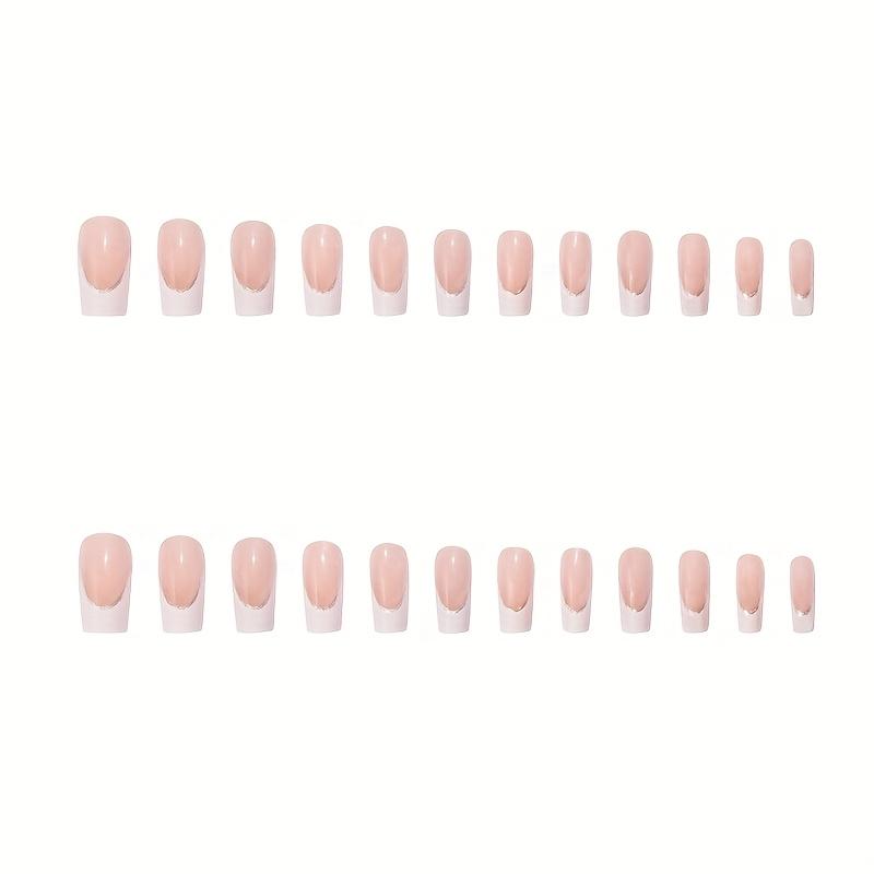 24Pcs white French press-on nails, reusable salon-grade, with jelly glue and nail file for multiple occasions. MISS
24Pcs white French press-on nails, reusable salon-grade, with jelly glue and nail file for multiple occasions. MISS