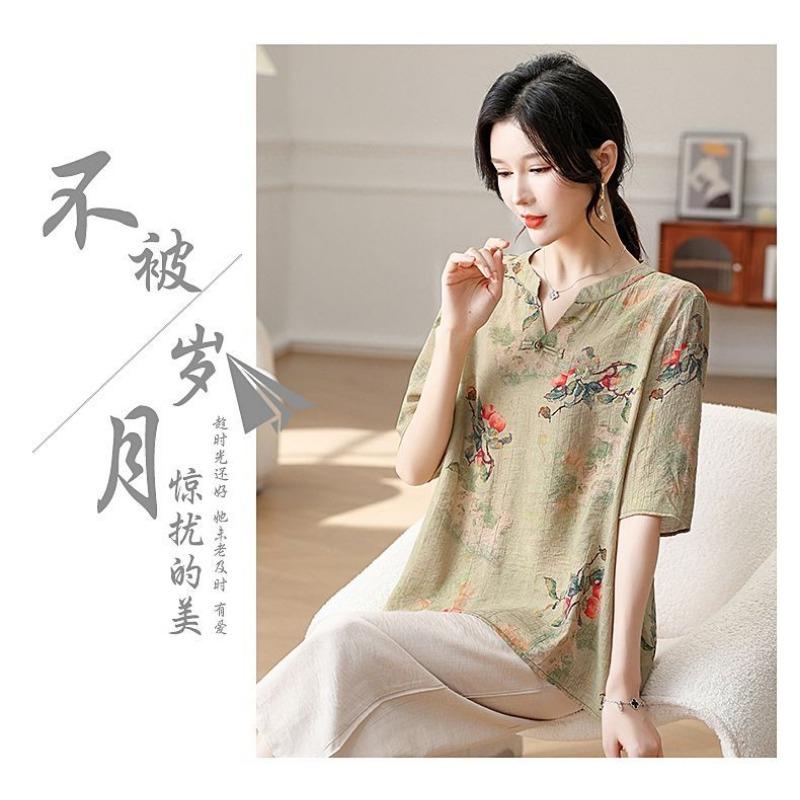 Summer New Style Mid-sleeve Shirt Suit Middle-aged and Elderly Spring and Summer National Style Tops Temperament Shirt Tops for Women 5XL зелений
Summer New Style Mid-sleeve Shirt Suit Middle-aged and Elderly Spring and Summer National Style Tops Temperament Shirt Tops for Women 5XL зелений