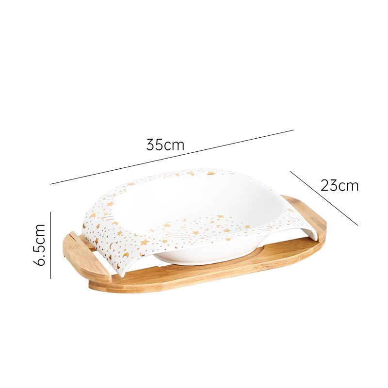 Nordic Ceramic Plate with Wooden Frame Hotel Restaurant Featured Cooking Dishes Family Dinner Desserts Steak Tableware
Nordic Ceramic Plate with Wooden Frame Hotel Restaurant Featured Cooking Dishes Family Dinner Desserts Steak Tableware