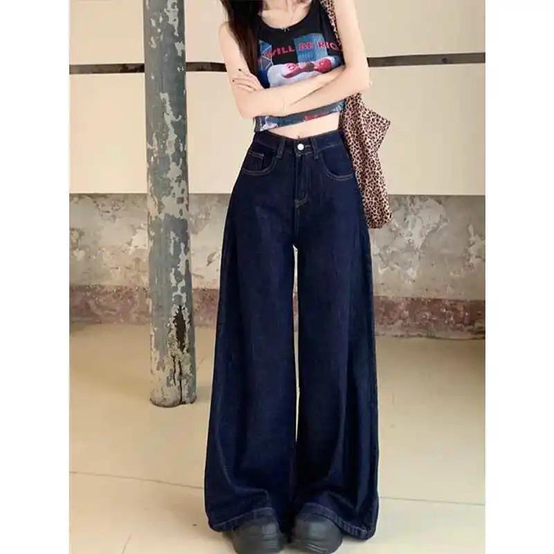 Retro Dark Blue High Waist Wide-Leg Jeans for Women - Spring/Autumn 2025 Collection: Loose, Drapey, Floor-Length Pants Extra Large
Retro Dark Blue High Waist Wide-Leg Jeans for Women - Spring/Autumn 2025 Collection: Loose, Drapey, Floor-Length Pants Extra Large