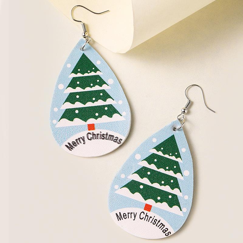 European & American Christmas Festival Water Drop Earrings with Merry Christmas & Christmas Tree Leather Pendants
European & American Christmas Festival Water Drop Earrings with Merry Christmas & Christmas Tree Leather Pendants