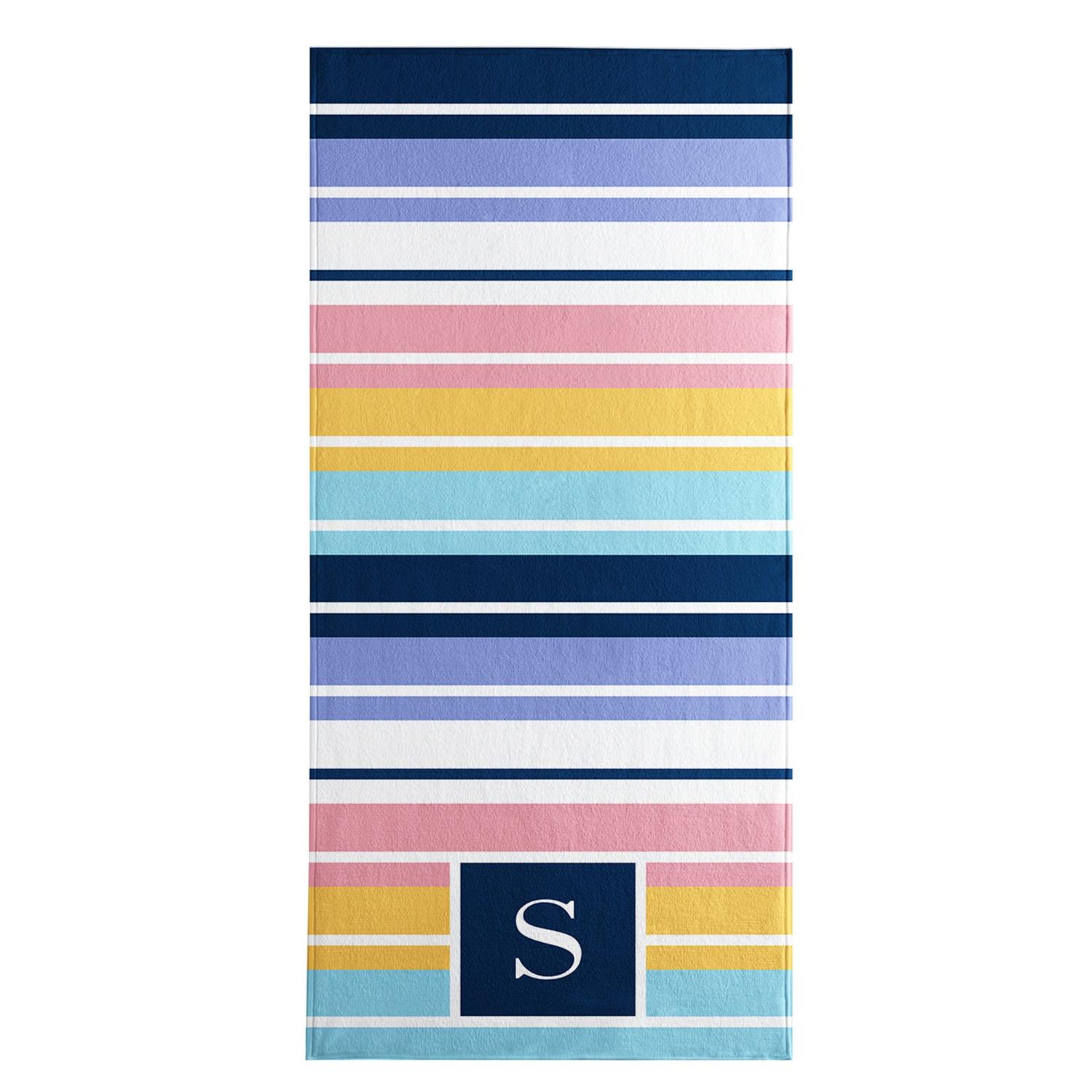 Colorful Striped Monogram Beach Towel, Preppy Multicolor Stripe Summer Beach Towel for Pool Days W30*H60(CM)
Colorful Striped Monogram Beach Towel, Preppy Multicolor Stripe Summer Beach Towel for Pool Days W30*H60(CM)