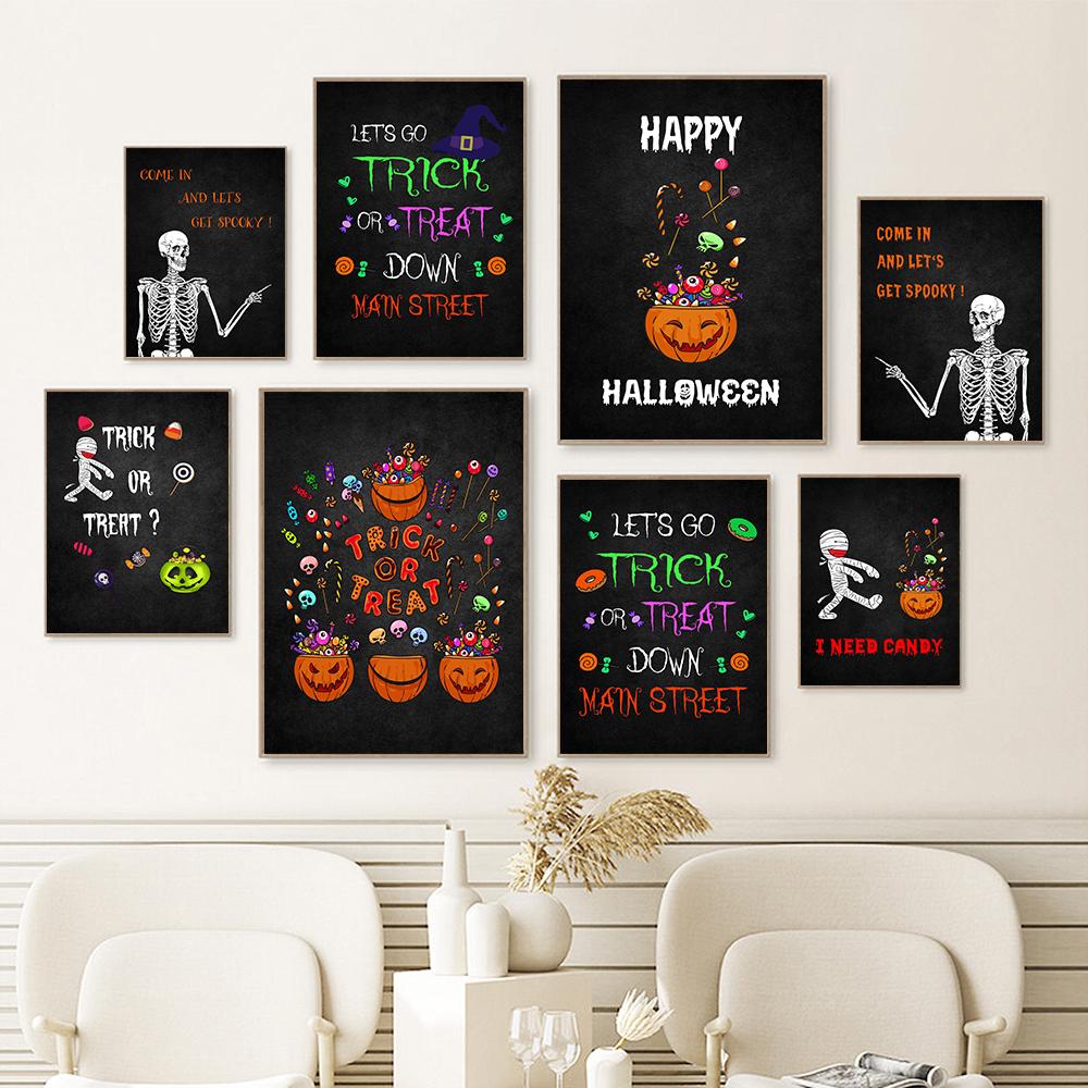 Halloween Signs Black Canvas Prints Trick or Treat Skeleton Skull Poster Wall Art Pictures Decor Painting Halloween Gifts Idea 21x30cm No Framed
Halloween Signs Black Canvas Prints Trick or Treat Skeleton Skull Poster Wall Art Pictures Decor Painting Halloween Gifts Idea 21x30cm No Framed