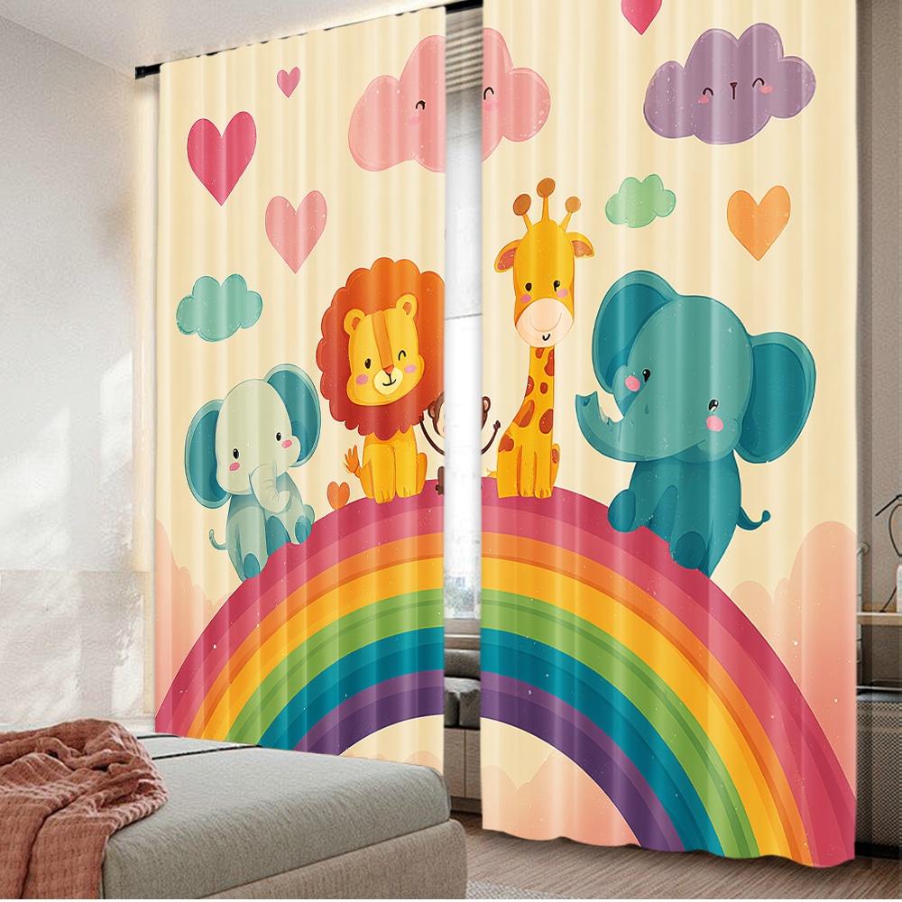 Set Of 2 Flat Printing Drapes Rainbow Cute Animals Digital Printed Polyester Festive Holiday Perfect Living Room Curtain For Great W100*H70(CM)-Hooks&1PCS
Set Of 2 Flat Printing Drapes Rainbow Cute Animals Digital Printed Polyester Festive Holiday Perfect Living Room Curtain For Great W100*H70(CM)-Hooks&1PCS