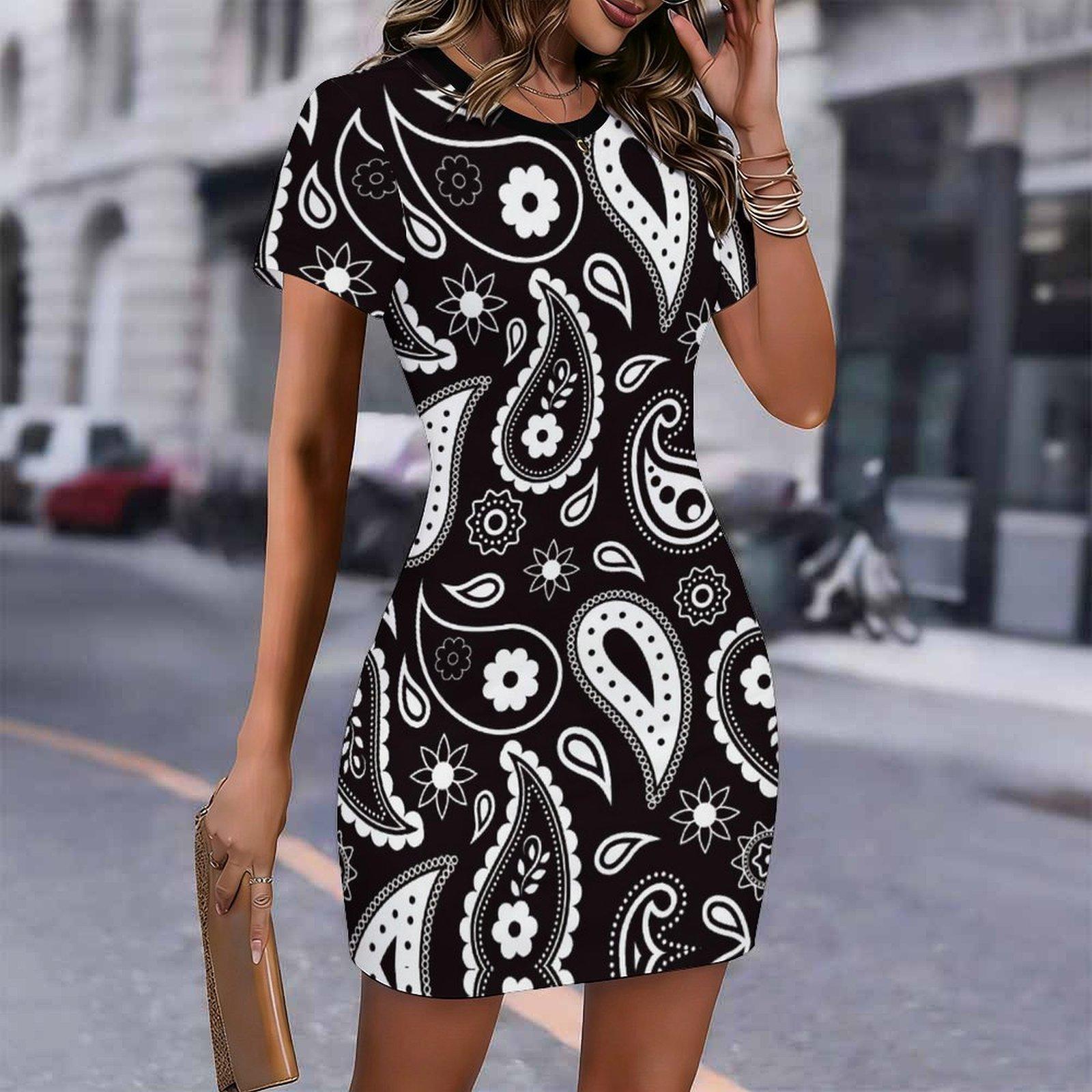Fashion Womens Loose Vintage Pattern Print O Neck Short Sleeve Loose Streetwear A-line Dress XXL
Fashion Womens Loose Vintage Pattern Print O Neck Short Sleeve Loose Streetwear A-line Dress XXL