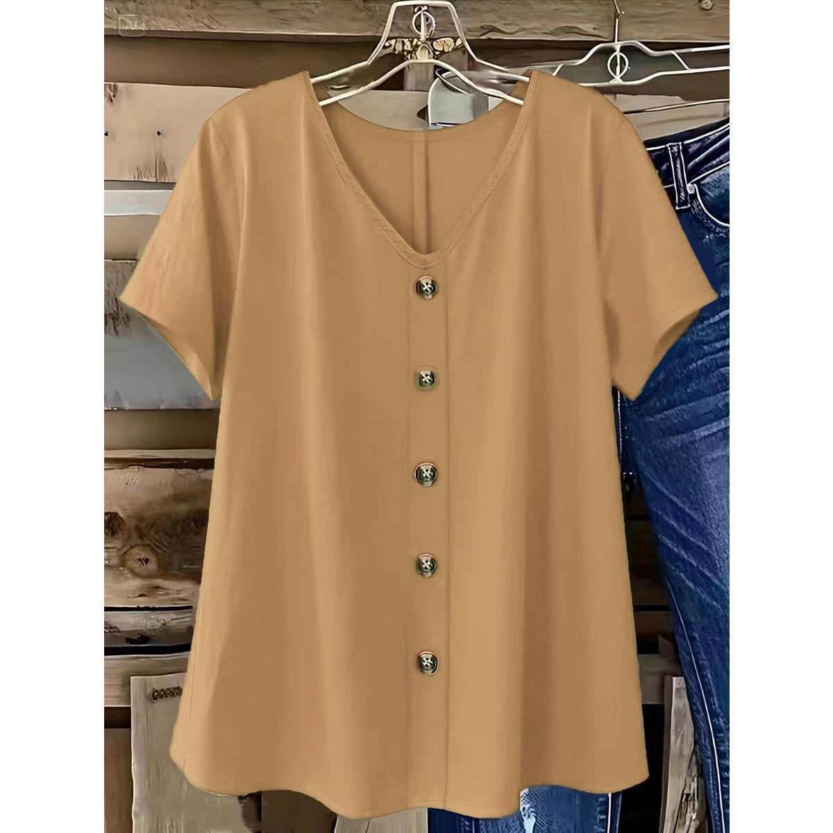 Plus Size Women s Elegant Solid Color V-neck Short Sleeve Shirt , Casual Office Party Blouse Top for Daily Wear 5XL хакі
Plus Size Women s Elegant Solid Color V-neck Short Sleeve Shirt , Casual Office Party Blouse Top for Daily Wear 5XL хакі