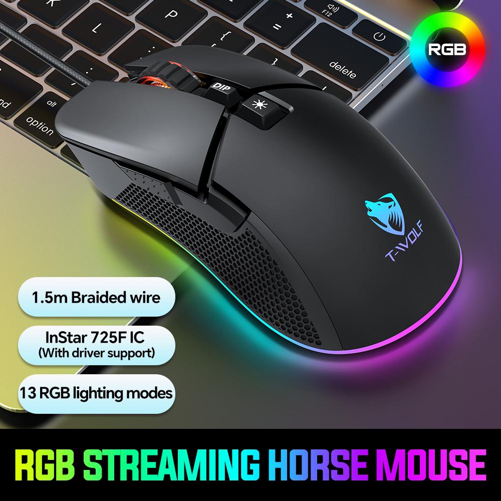 T-WOLF G590 USB Wired Gaming Mouse RGB Light 800-7200DPI ABS Computer Laptop Mice As Shown A
T-WOLF G590 USB Wired Gaming Mouse RGB Light 800-7200DPI ABS Computer Laptop Mice As Shown A
