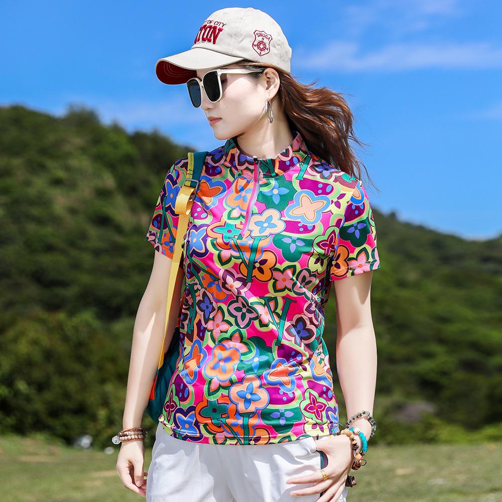 Women s Quick-Dry Floral Short Sleeve Sports T-Shirt - Breathable, Elastic, Stand Collar for Summer Fitness & Running M
Women s Quick-Dry Floral Short Sleeve Sports T-Shirt - Breathable, Elastic, Stand Collar for Summer Fitness & Running M