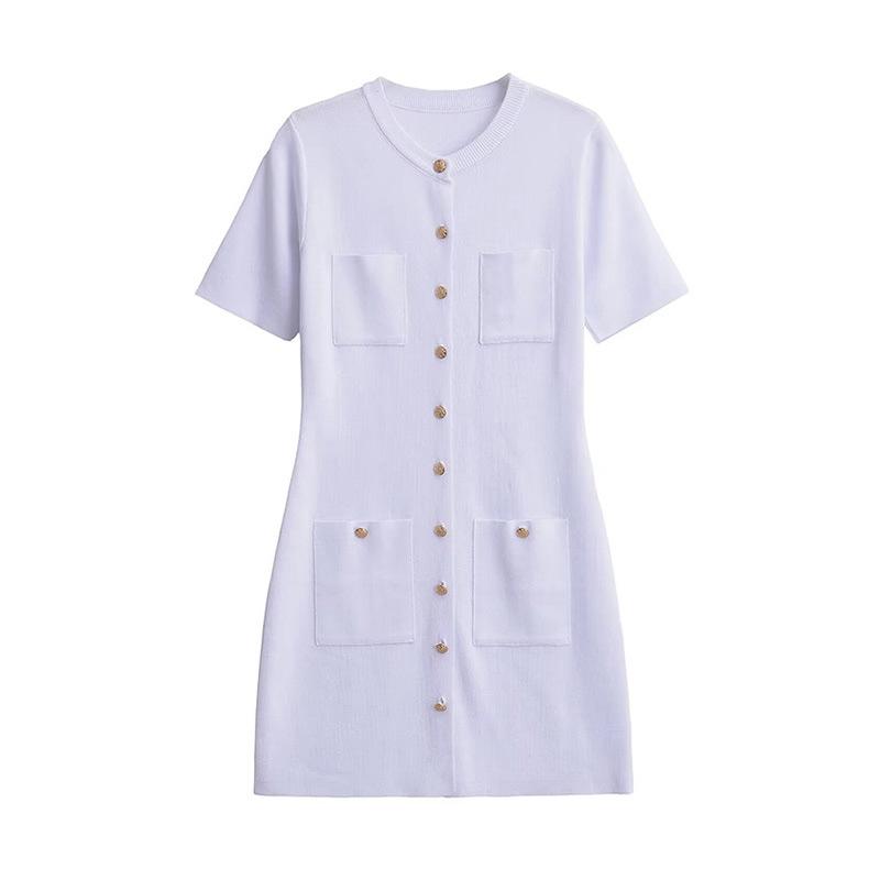 Женское летнее элегантное мини-платье с однотонным О-образным вырезом и короткими рукавами, с несколькими карманами, однобортное женское модное платье L белый
Женское летнее элегантное мини-платье с однотонным О-образным вырезом и короткими рукавами, с несколькими карманами, однобортное женское модное платье L белый