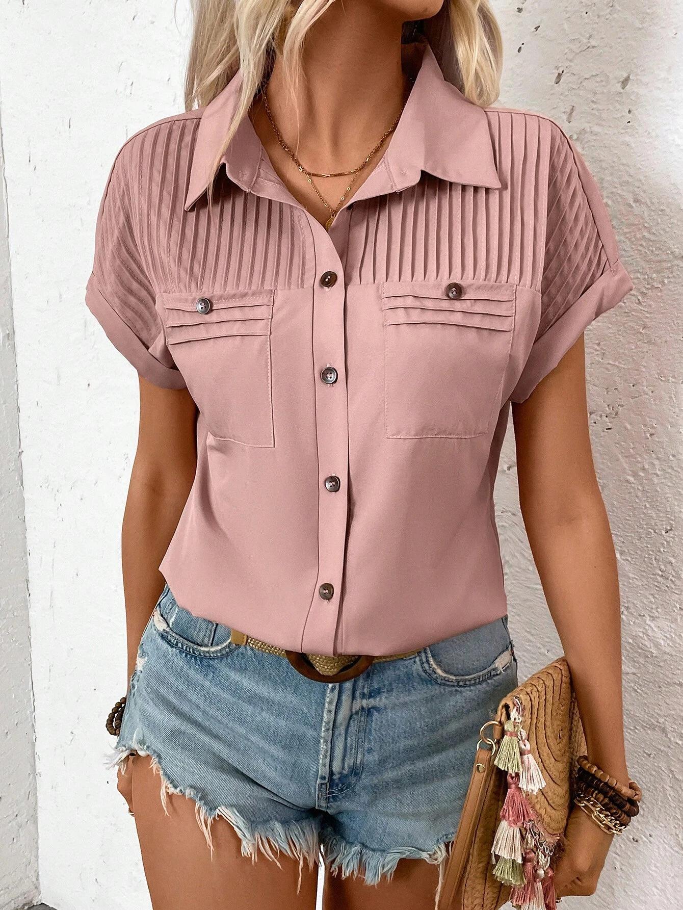 Short Sleeve Shirt with Double Row Buttons and Chest Pleats XXL рожевий
Short Sleeve Shirt with Double Row Buttons and Chest Pleats XXL рожевий