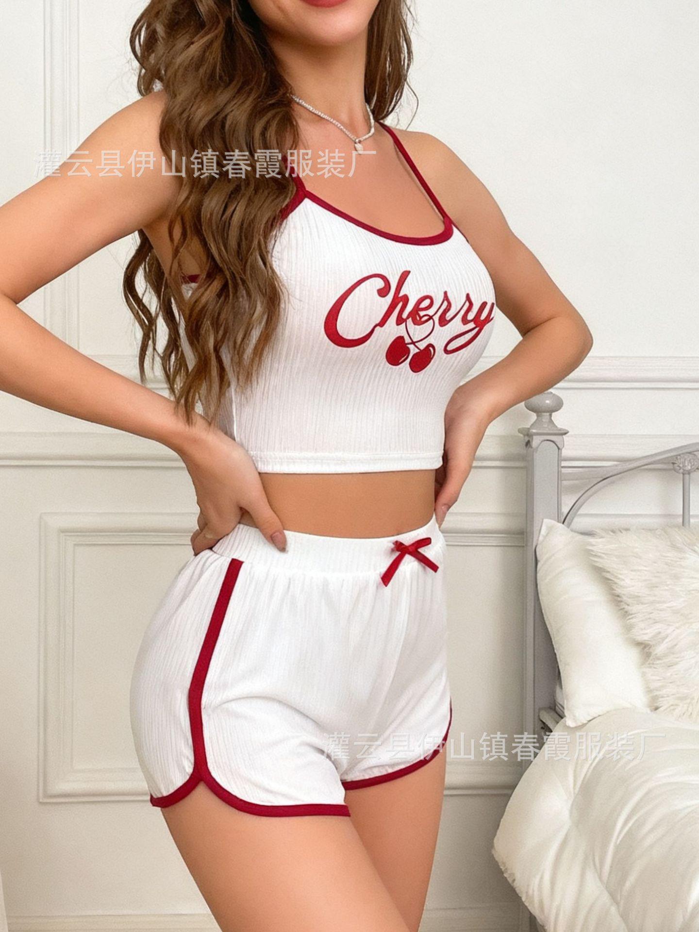American letter cherry print suspender shorts vest off the navel loungewear bottom short top women S белый
American letter cherry print suspender shorts vest off the navel loungewear bottom short top women S белый