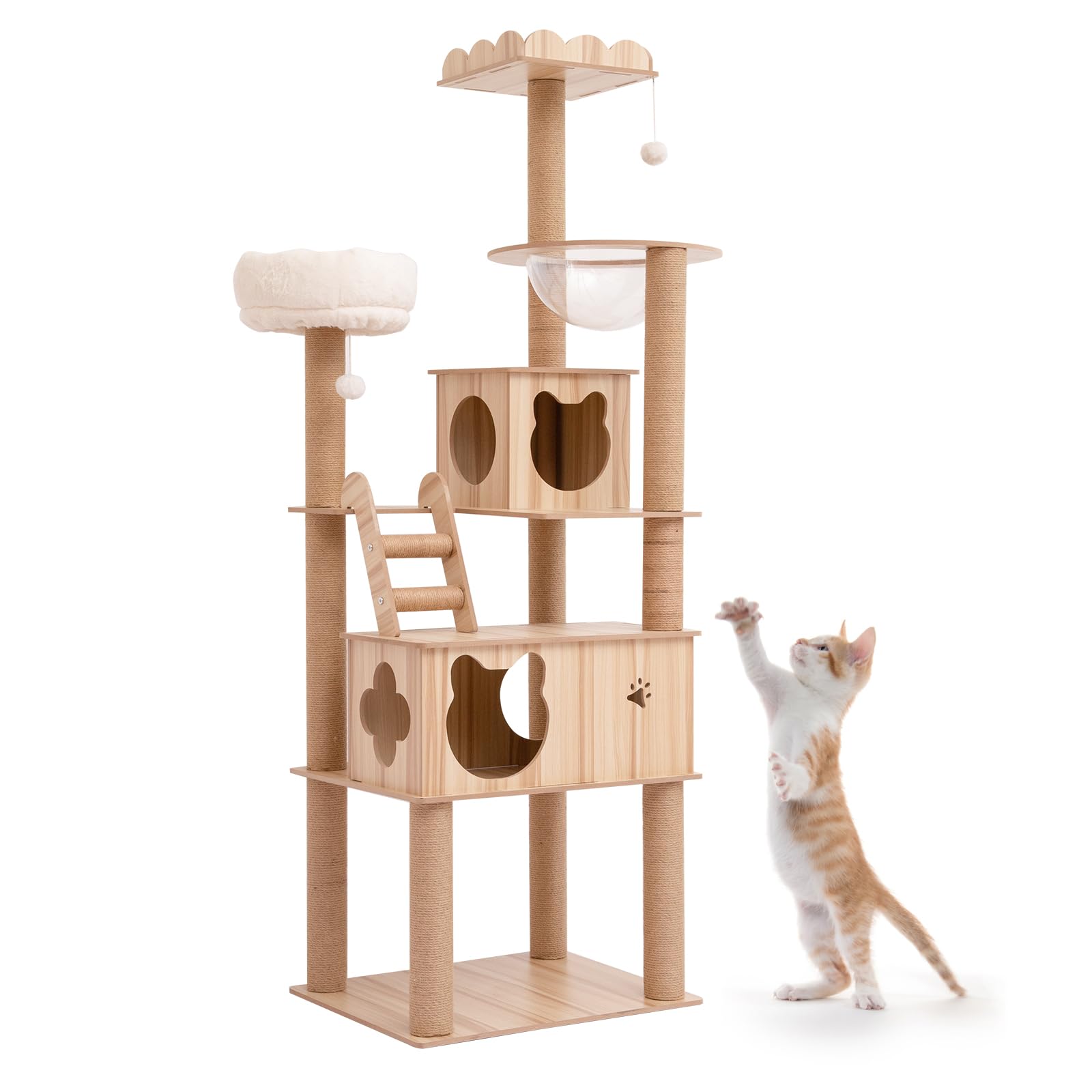 PETTOM Cat Tower for Large Wooden Cat House for Multiple Highly Rounded Cute Space Saving Cats, Cats, Freestanding, Stable, Corners, Design, (180cm
PETTOM Cat Tower for Large Wooden Cat House for Multiple Highly Rounded Cute Space Saving Cats, Cats, Freestanding, Stable, Corners, Design, (180cm