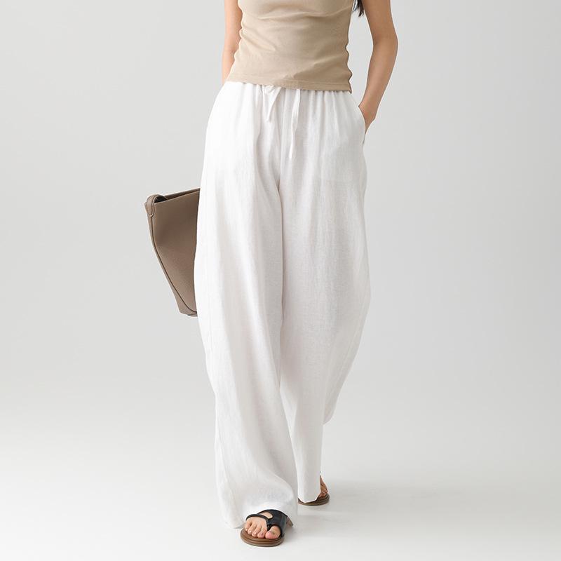 Women s Pure Linen Wide-Leg Pants - White, Summer Style, Loose Fit, High-End, Relaxed Feel M
Women s Pure Linen Wide-Leg Pants - White, Summer Style, Loose Fit, High-End, Relaxed Feel M
