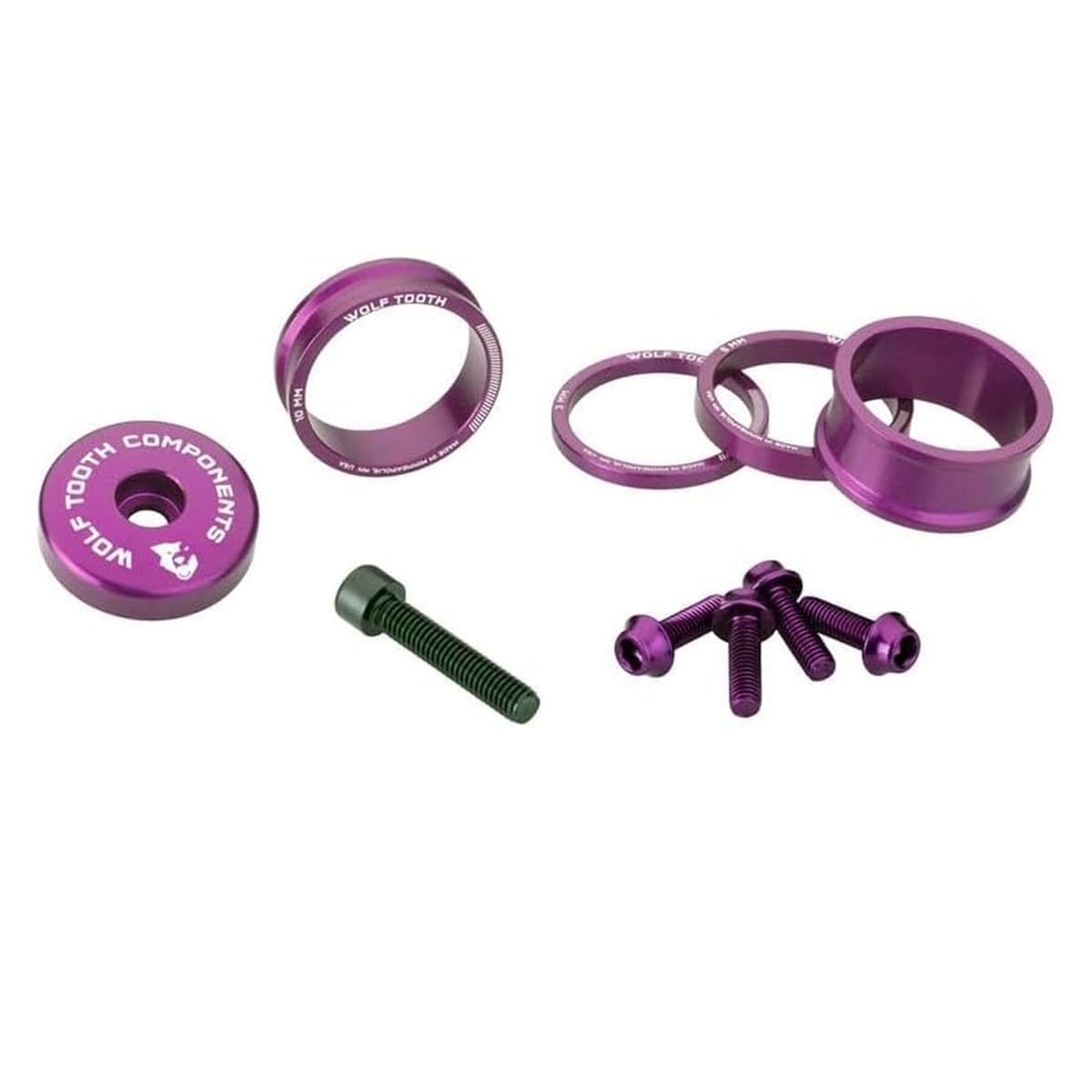 WOLFTOOTH Head Spacer Anodized Color Kit Ultraviolet Purple stem cap with 5mm spacer x 1 Stem cap bolt x 1 Spacer 1 each Bottle cage bolt x 4 фиолетовый
WOLFTOOTH Head Spacer Anodized Color Kit Ultraviolet Purple stem cap with 5mm spacer x 1 Stem cap bolt x 1 Spacer 1 each Bottle cage bolt x 4 фиолетовый