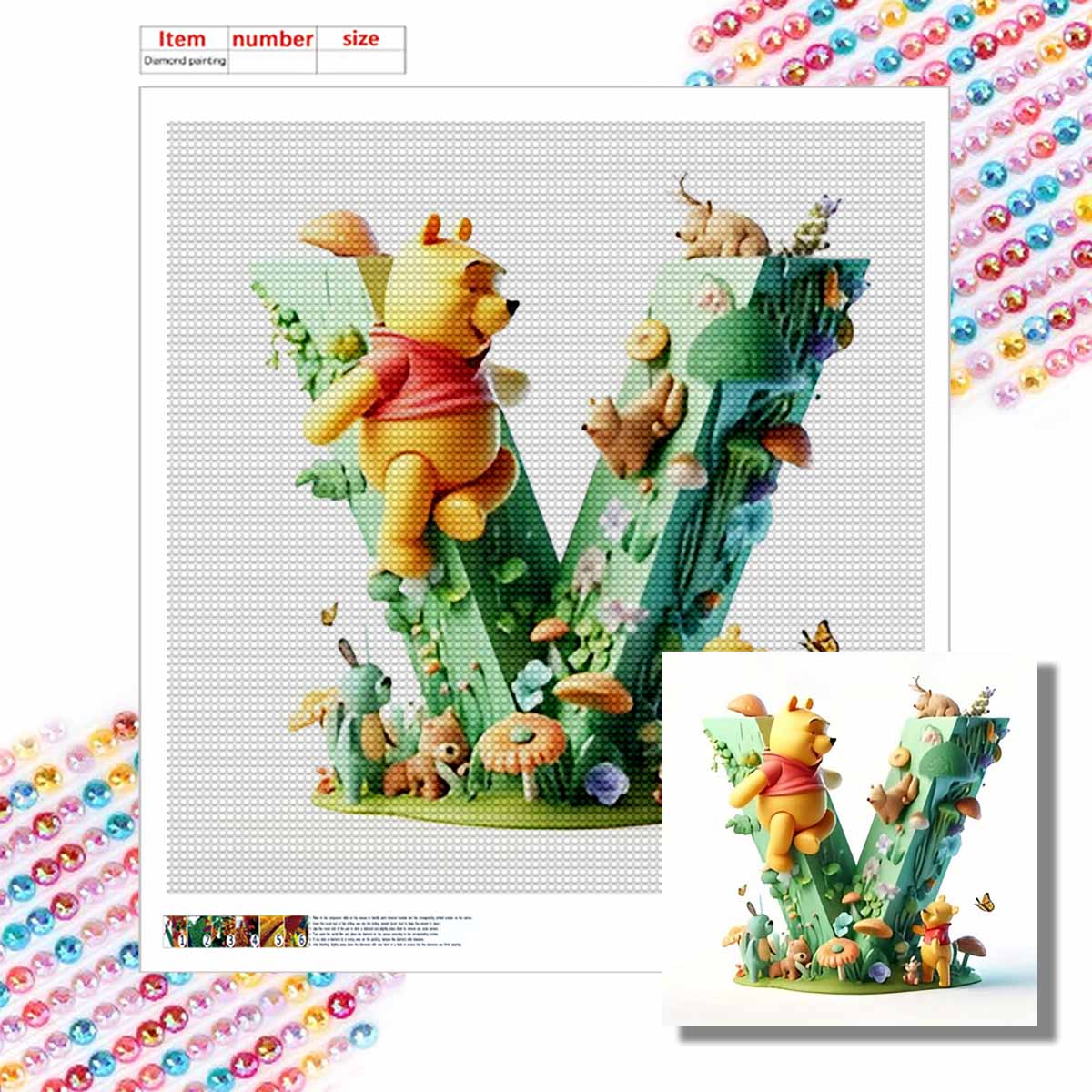 DIY Diamond Painting Round Diamond Winnie and The Letter V Full Diamond Mosaic Home Decoration Painting Cross Stitch Kit Round 20x20cm
DIY Diamond Painting Round Diamond Winnie and The Letter V Full Diamond Mosaic Home Decoration Painting Cross Stitch Kit Round 20x20cm