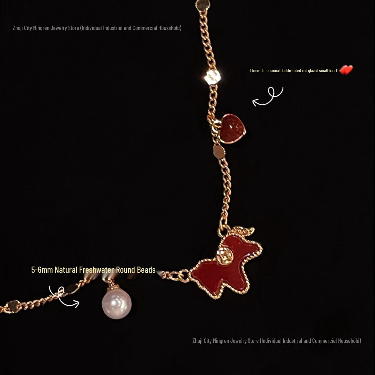 Zhuji Freshwater Pearl Pendant Necklace with Red Heart and Little Horse Charm, 5-6mm White Pearls, Strong Luster 5-6mm
Zhuji Freshwater Pearl Pendant Necklace with Red Heart and Little Horse Charm, 5-6mm White Pearls, Strong Luster 5-6mm