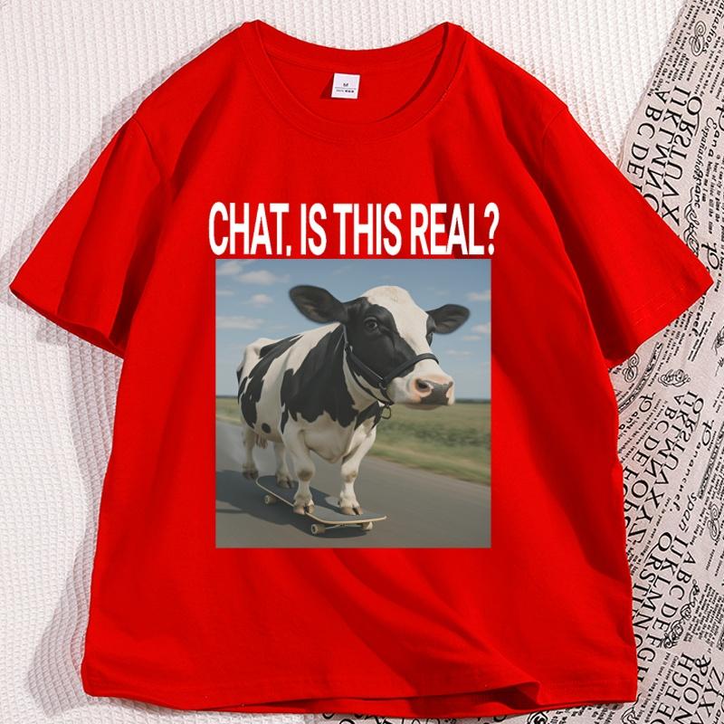 Chat Is This Real Cow T Shirt Casual Cotton Humor Short Sleeve Round Neck Tshirt Streetwear Loose Printed Breathable Clothes S
Chat Is This Real Cow T Shirt Casual Cotton Humor Short Sleeve Round Neck Tshirt Streetwear Loose Printed Breathable Clothes S