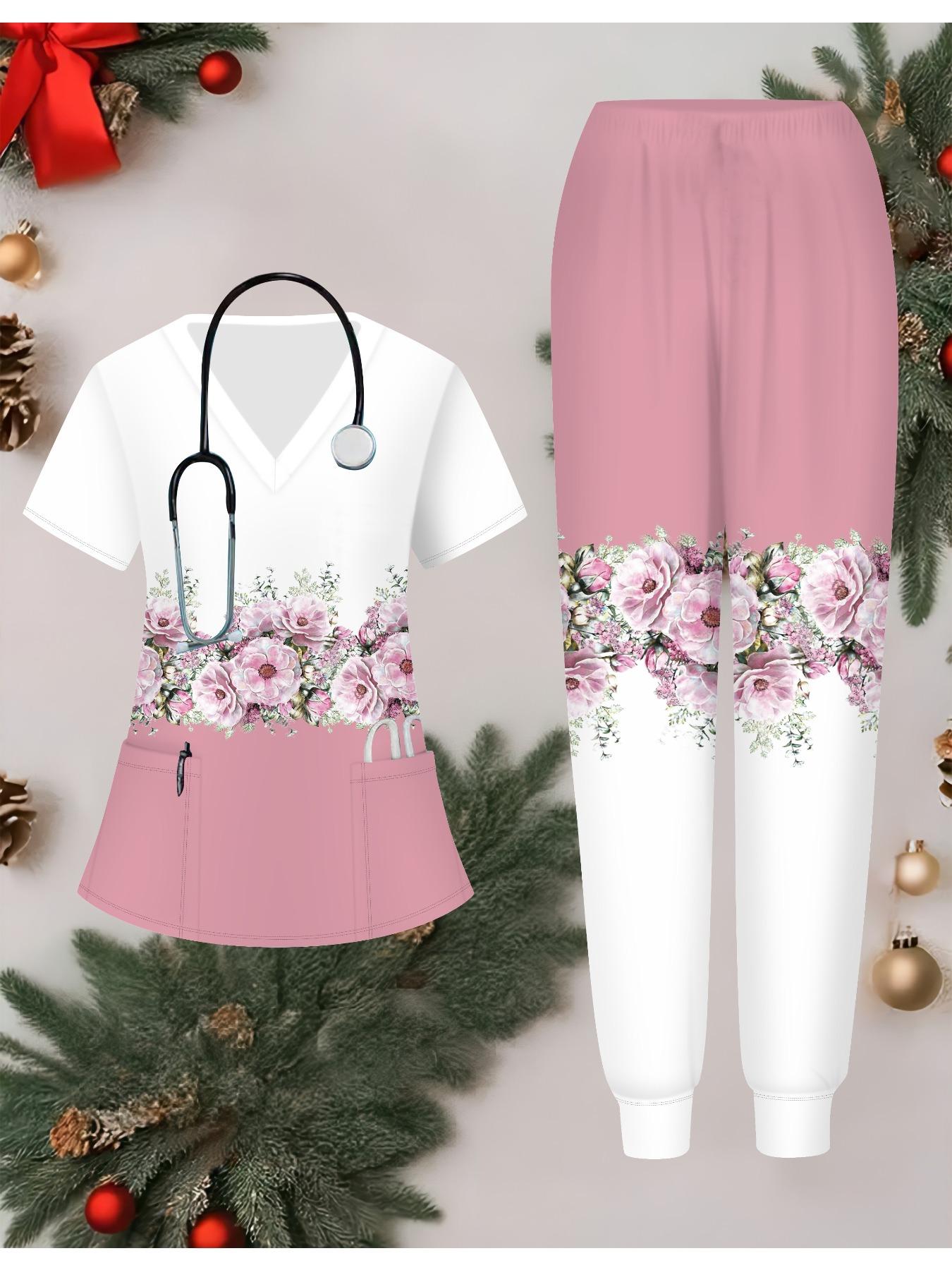 Женский комплект медсестры с 3D-принтом цветов, короткий рукав, длинные брюки с карманом, повседневный, модный, рождественский подарок L розовый
Женский комплект медсестры с 3D-принтом цветов, короткий рукав, длинные брюки с карманом, повседневный, модный, рождественский подарок L розовый