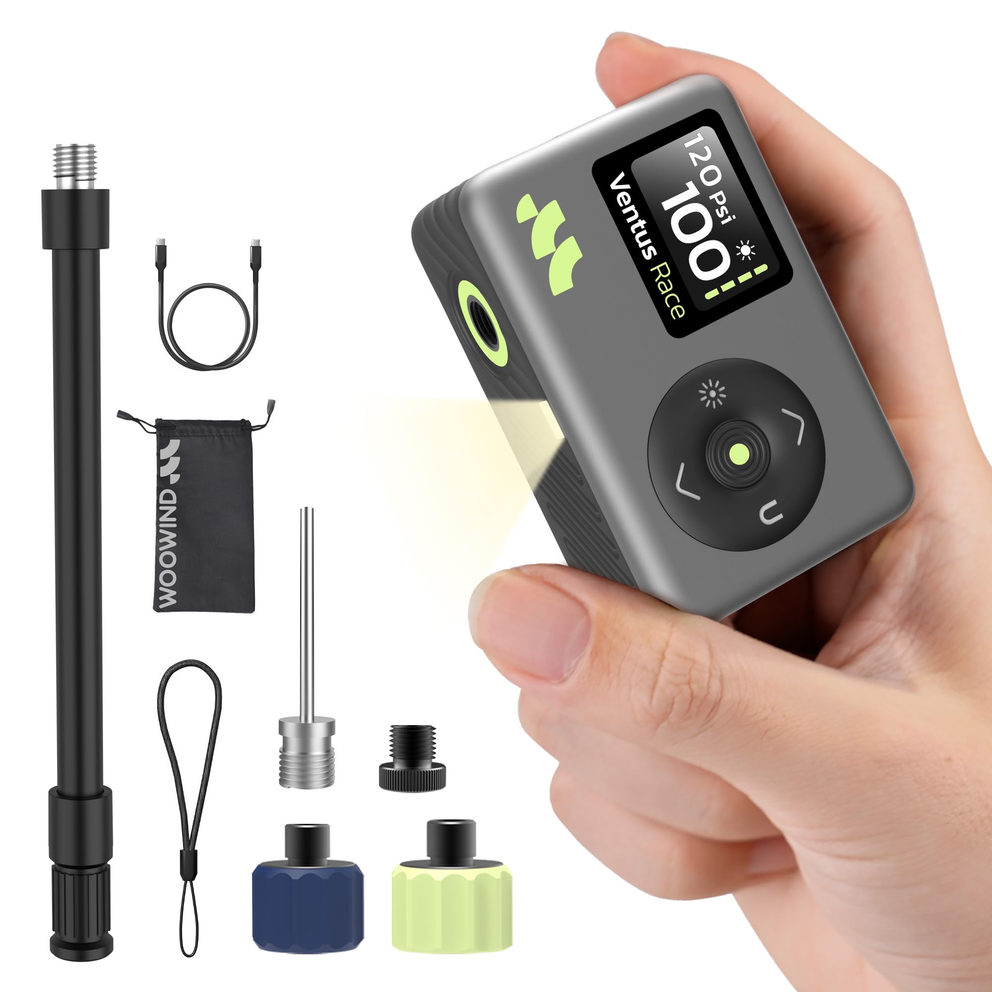 Woowind Ventus Race Electric Bicycle Pump, 120 PSI, for Motorcycles, Mountain Bikes, and Road Bikes, Ultra-Compact, Portable, with Auto Shut-Off, Comp
Woowind Ventus Race Electric Bicycle Pump, 120 PSI, for Motorcycles, Mountain Bikes, and Road Bikes, Ultra-Compact, Portable, with Auto Shut-Off, Comp