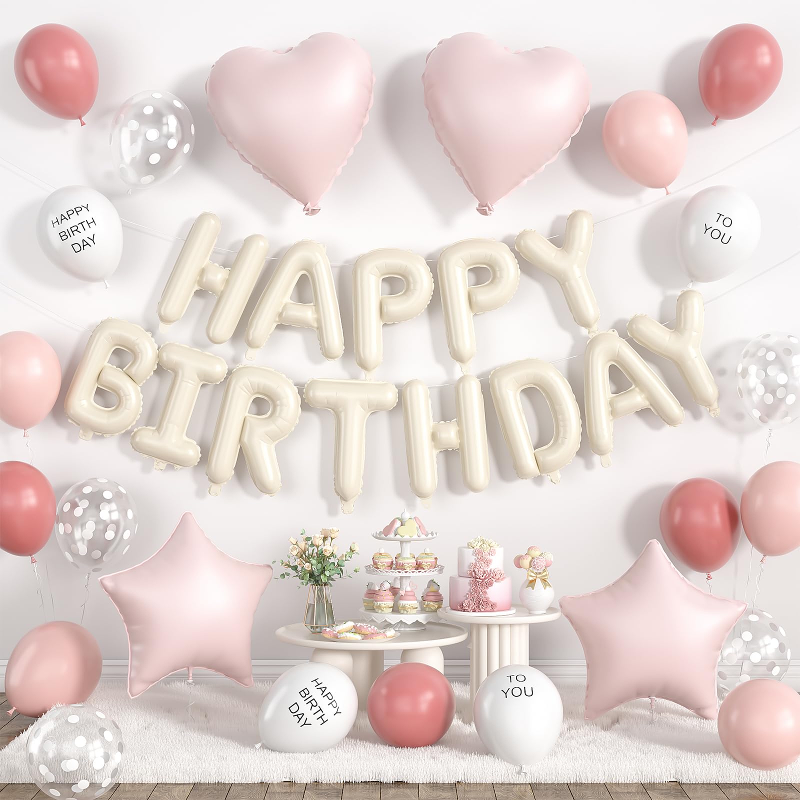 Lausatek Birthday Balloon Decoration Set Balloons Letters Garland Heart Star Clear Dot Party Decor Dusk White Pink for Boys and Girls
Lausatek Birthday Balloon Decoration Set Balloons Letters Garland Heart Star Clear Dot Party Decor Dusk White Pink for Boys and Girls