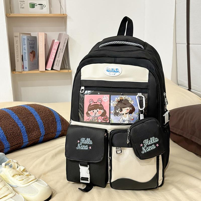 School bag new high-value college style fresh and sweet contrasting color bag junior high school students lightweight backpack
School bag new high-value college style fresh and sweet contrasting color bag junior high school students lightweight backpack