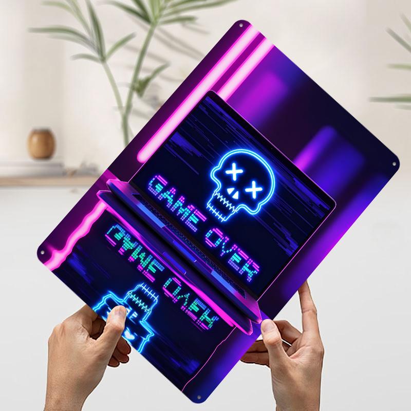 Game Over Neon Skull Tin Plaque Poster Customized Wall Art Retro Vintage Metal Signs for Man Cave Living Room Decoration Decor 7.9x11.8In(20x30cm)
Game Over Neon Skull Tin Plaque Poster Customized Wall Art Retro Vintage Metal Signs for Man Cave Living Room Decoration Decor 7.9x11.8In(20x30cm)