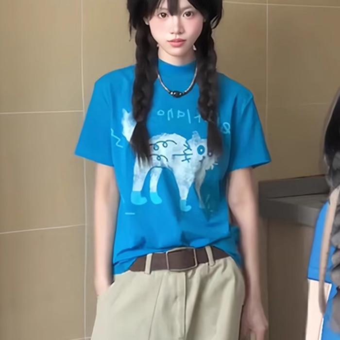 Summer cotton Women s t shirt cute cartoon cat print casual Slim Fit Round Neck Short Sleeve T-Shirts harajuku young girl blue y2k Top S синий
Summer cotton Women s t shirt cute cartoon cat print casual Slim Fit Round Neck Short Sleeve T-Shirts harajuku young girl blue y2k Top S синий