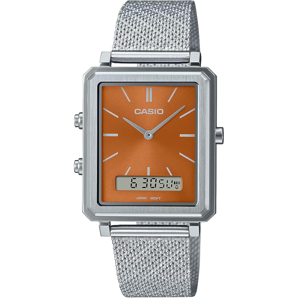 Casio MTP-B205-5 Analog Digital Watch Orange Brown Simple Design Mesh Stainless Steel Band Unisex
Casio MTP-B205-5 Analog Digital Watch Orange Brown Simple Design Mesh Stainless Steel Band Unisex