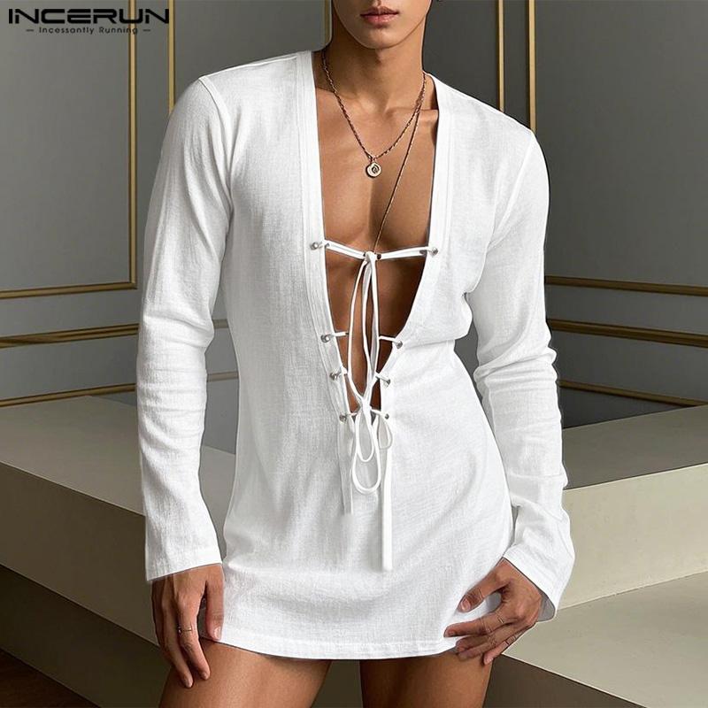INCERUN Men Deep V Neck Bandage Solid Color Casual Loose Homewear Long T-shirts Tops S чёрный
INCERUN Men Deep V Neck Bandage Solid Color Casual Loose Homewear Long T-shirts Tops S чёрный
