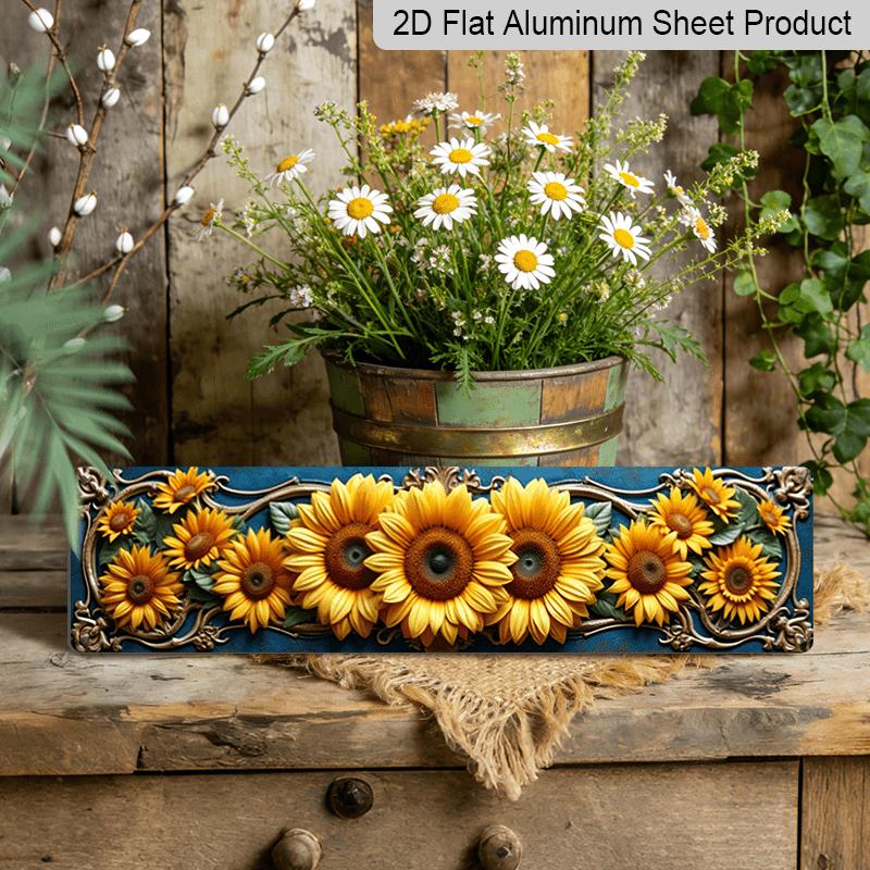 2D Flat, 1pc Vintage Sunflower Metal Wall Art Sign - Rustic Golden Farmhouse Aluminum Decorative Sign with Vibrant Yellow Sunflowers, Durable Easy 40cm x 10cm
2D Flat, 1pc Vintage Sunflower Metal Wall Art Sign - Rustic Golden Farmhouse Aluminum Decorative Sign with Vibrant Yellow Sunflowers, Durable Easy 40cm x 10cm