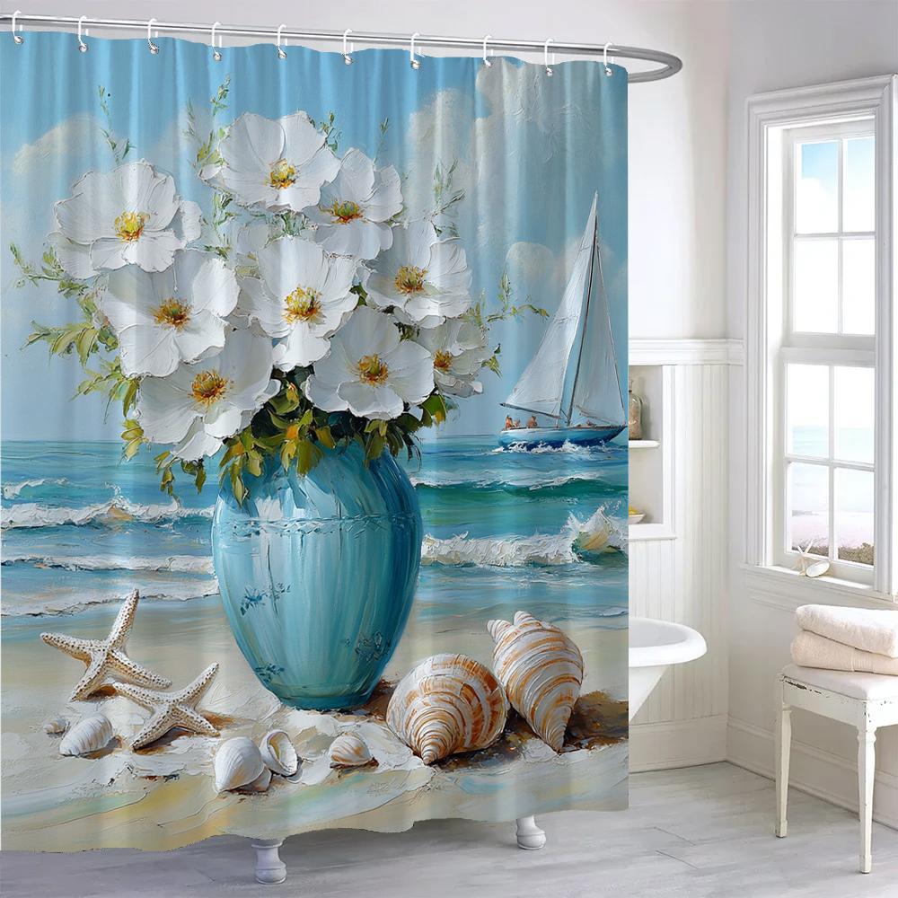 Beach Shower Curtain,Starfish Seashells Ocean Shower Curtain,Tropical Summer Hawaiian Seascape Fabric Bathroom Decor Curtain W60H190(CM)-1 Pcs
Beach Shower Curtain,Starfish Seashells Ocean Shower Curtain,Tropical Summer Hawaiian Seascape Fabric Bathroom Decor Curtain W60H190(CM)-1 Pcs