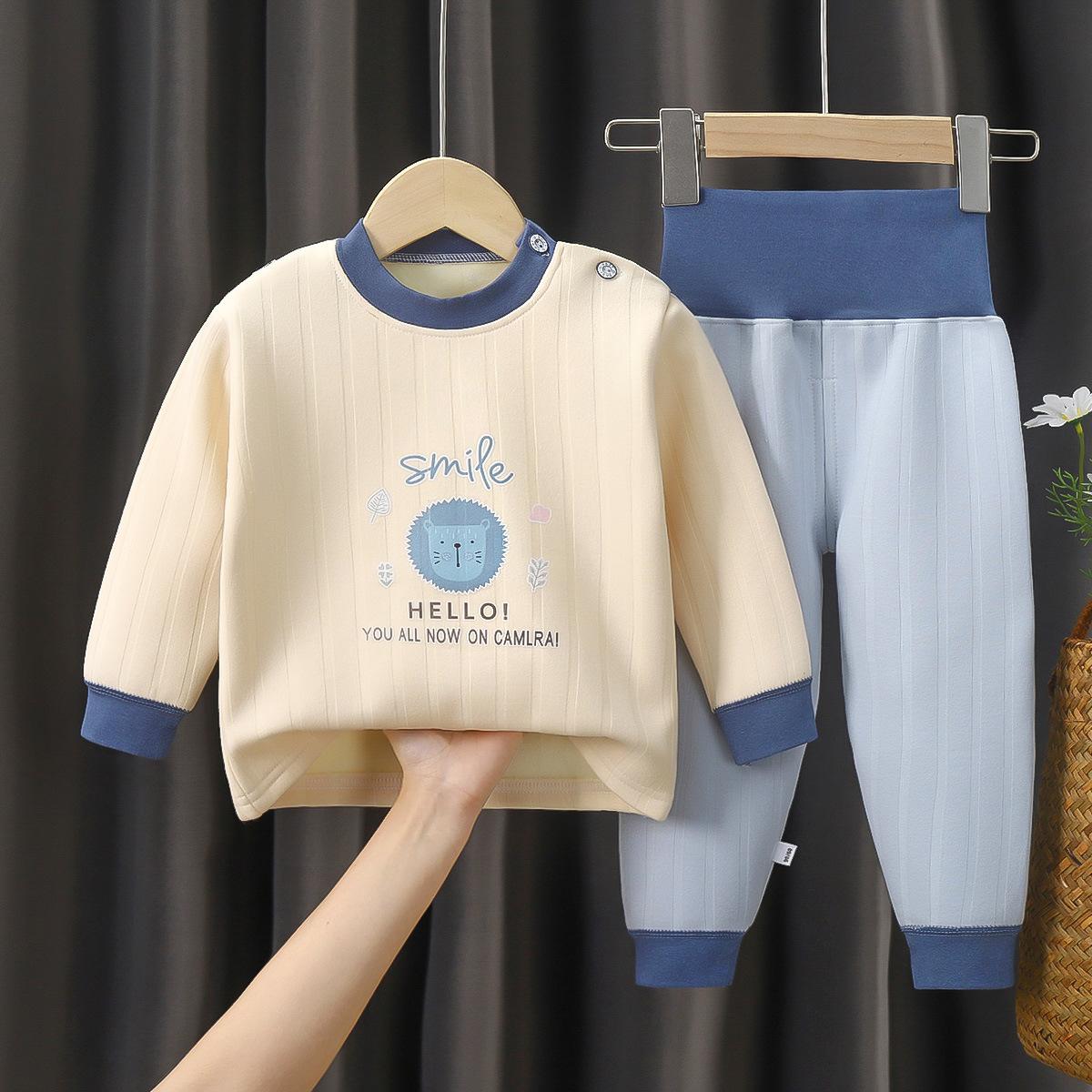 Детские теплые костюмы, утепленная осенняя одежда из чистого хлопка, мужское и женское детское нижнее белье, весенняя, осенняя и зимняя стеганая одежда 110