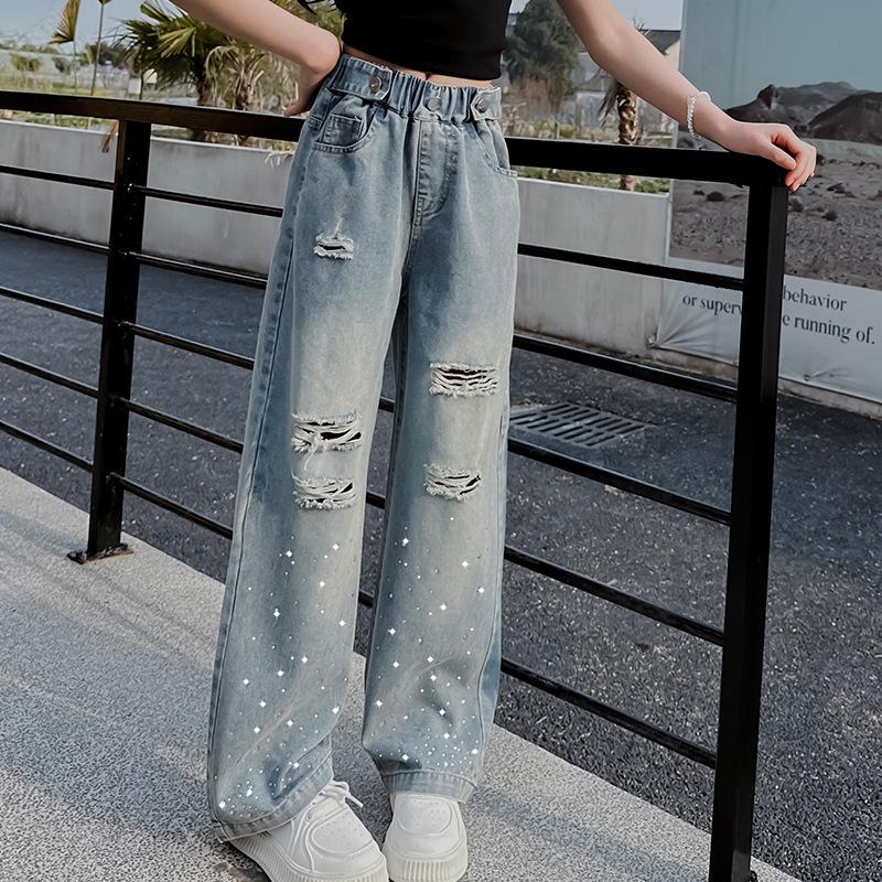 Трендовые детские джинсы с широкими штанинами и стразами - Весенне-летние рваные джинсы в корейском стиле для девочек 120-170 full set 6 pieces
Трендовые детские джинсы с широкими штанинами и стразами - Весенне-летние рваные джинсы в корейском стиле для девочек 120-170 full set 6 pieces