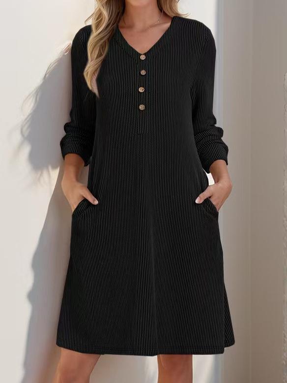 Cross-Border Casual V-Neck Ribbed Dress - Women s Long-Sleeved Autumn/Winter Fashion XL чорний
Cross-Border Casual V-Neck Ribbed Dress - Women s Long-Sleeved Autumn/Winter Fashion XL чорний