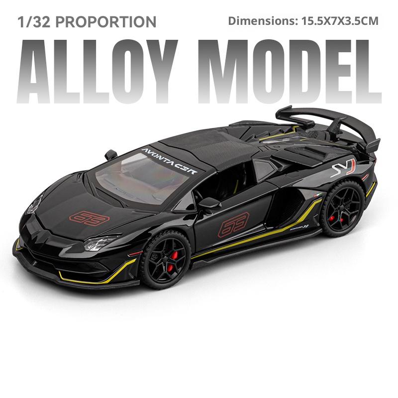 1/32 Alloy Die-cast SVJ63 Sports Car Model With Door Opening, Sound and Light Pull Back, Children s Toy Birthday Gift
1/32 Alloy Die-cast SVJ63 Sports Car Model With Door Opening, Sound and Light Pull Back, Children s Toy Birthday Gift