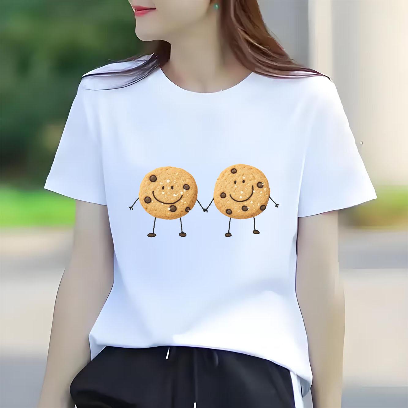 Cute biscuit print short sleeved round neck Womens Tshirt for spring and summer versatile Womens Tshirt S
Cute biscuit print short sleeved round neck Womens Tshirt for spring and summer versatile Womens Tshirt S