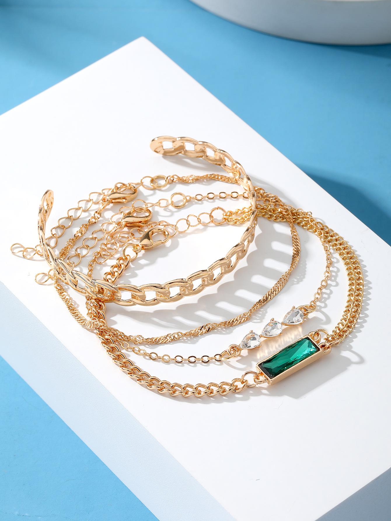 For Women Water Droplet Golden Chain 4-piece Bangle Set Vintage Creative Bracelet Artificial Crystal Chain Multi-layer Green Square Handmade золотистий
For Women Water Droplet Golden Chain 4-piece Bangle Set Vintage Creative Bracelet Artificial Crystal Chain Multi-layer Green Square Handmade золотистий