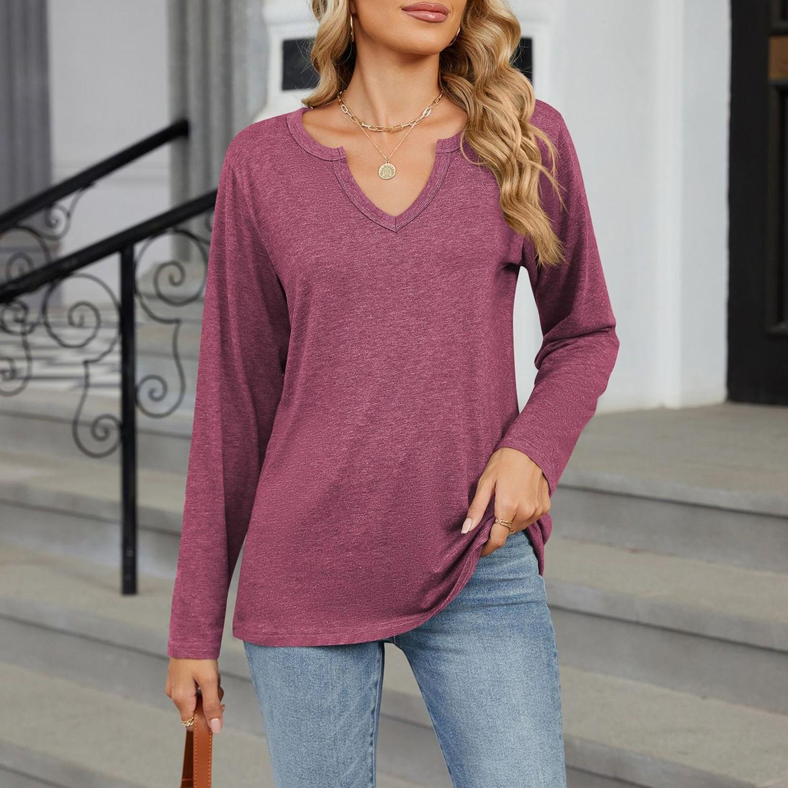 Women s Long-sleeved Loose Solid-color V-neck T-shirt Top L
Women s Long-sleeved Loose Solid-color V-neck T-shirt Top L