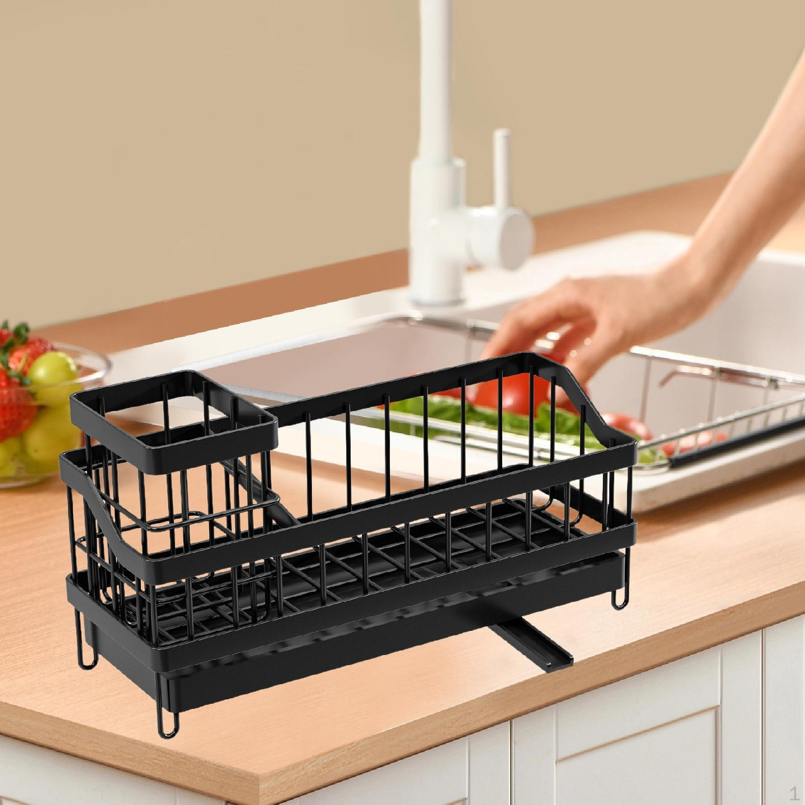 Sponge Holder Brush Counter Drainer Rack Black Sink Caddy Kitchen Organizer for Bathroom
Sponge Holder Brush Counter Drainer Rack Black Sink Caddy Kitchen Organizer for Bathroom