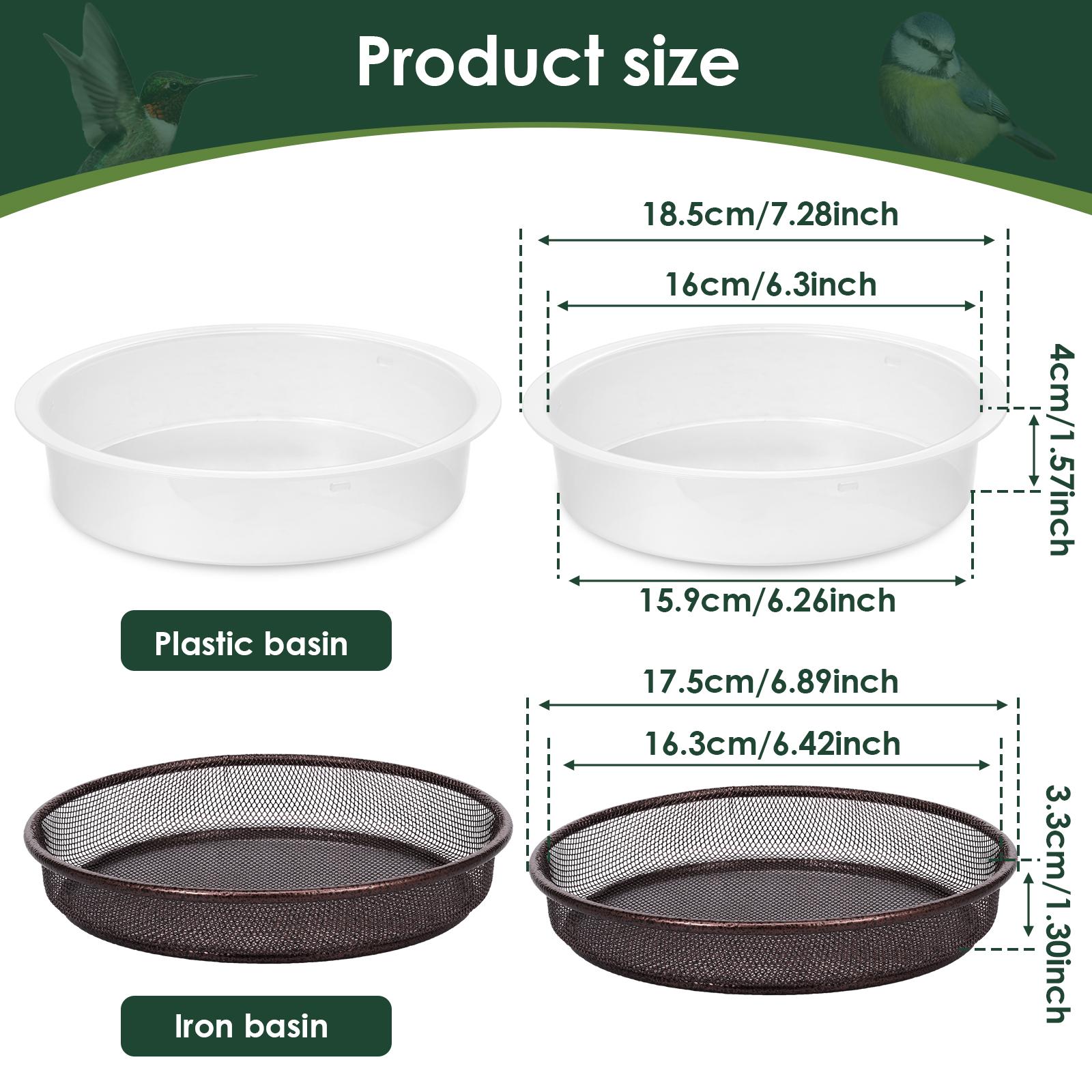 4Pcs Metal Round Bird Feeders Tray Plastics Feeding Waterbirds Bathtub Wild Birds Seed Feeding Mesh Accessory for Outdoor Yard
4Pcs Metal Round Bird Feeders Tray Plastics Feeding Waterbirds Bathtub Wild Birds Seed Feeding Mesh Accessory for Outdoor Yard