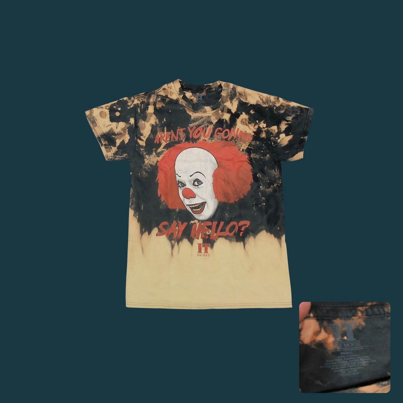 IT Pennywise Bleach Tie Dye Horror Movie Graphic T-Shirt Say Hello Mens Small M
IT Pennywise Bleach Tie Dye Horror Movie Graphic T-Shirt Say Hello Mens Small M