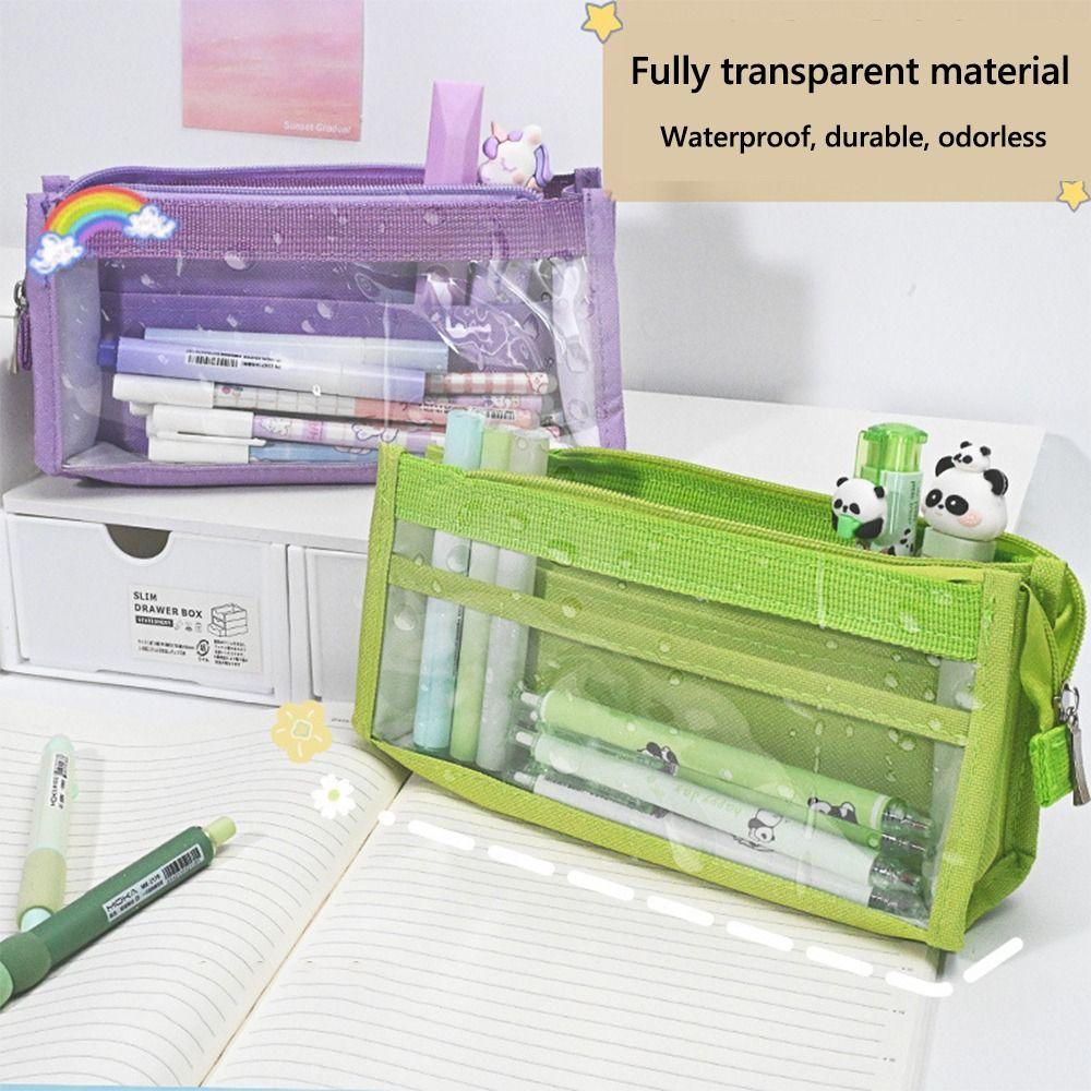 Transparent Pencil Case Triangle Zipper Stationery Bag Cute Pen Bags білий 
Transparent Pencil Case Triangle Zipper Stationery Bag Cute Pen Bags білий