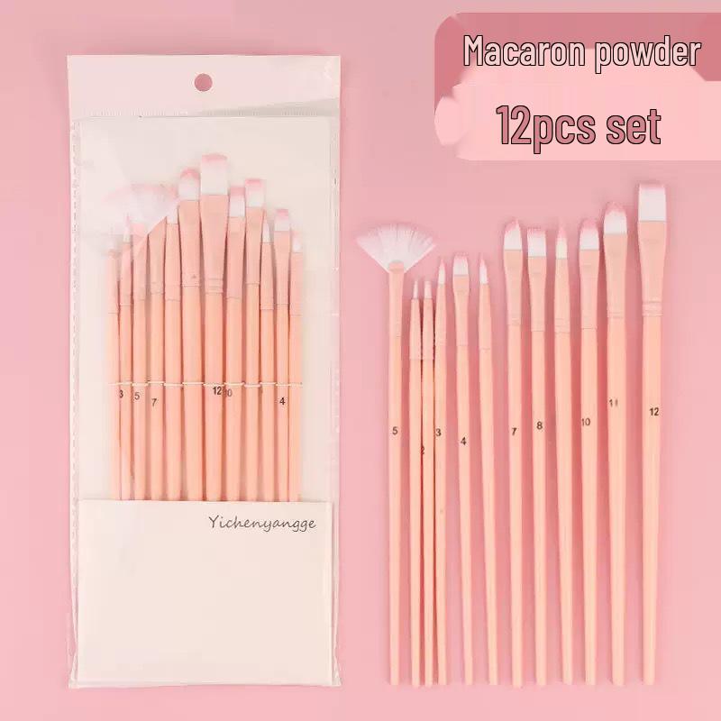 Macaron Color Nylon Bristle Paintbrush Set - 12 Pieces for Kids and Students, Ideal for Gouache, Watercolor, and Acrylic Painting Gradient
Macaron Color Nylon Bristle Paintbrush Set - 12 Pieces for Kids and Students, Ideal for Gouache, Watercolor, and Acrylic Painting Gradient