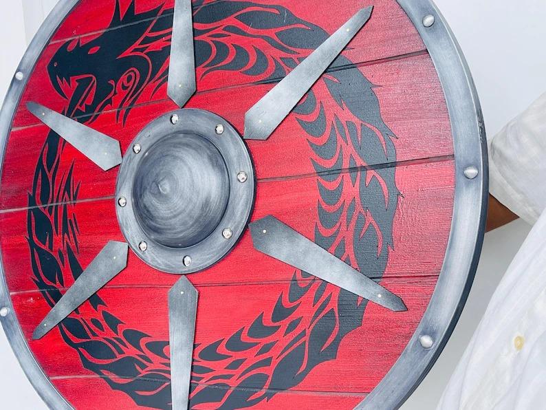Handcrafted Wooden Viking Dragon Shield - Battleworn Ouroboros Design червоний
Handcrafted Wooden Viking Dragon Shield - Battleworn Ouroboros Design червоний